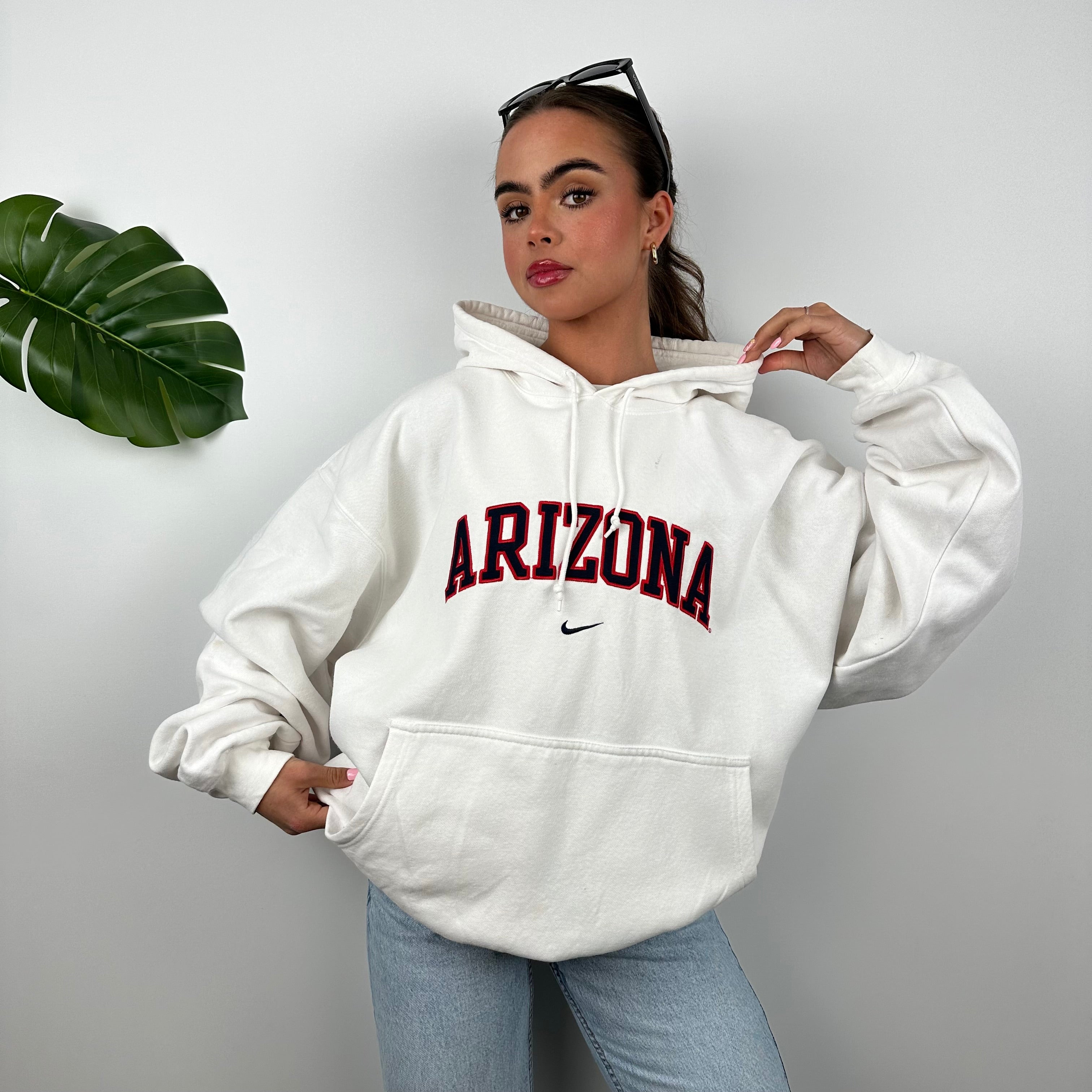 Nike x Arizona White Embroidered Spell Out Hoodie (XXL)