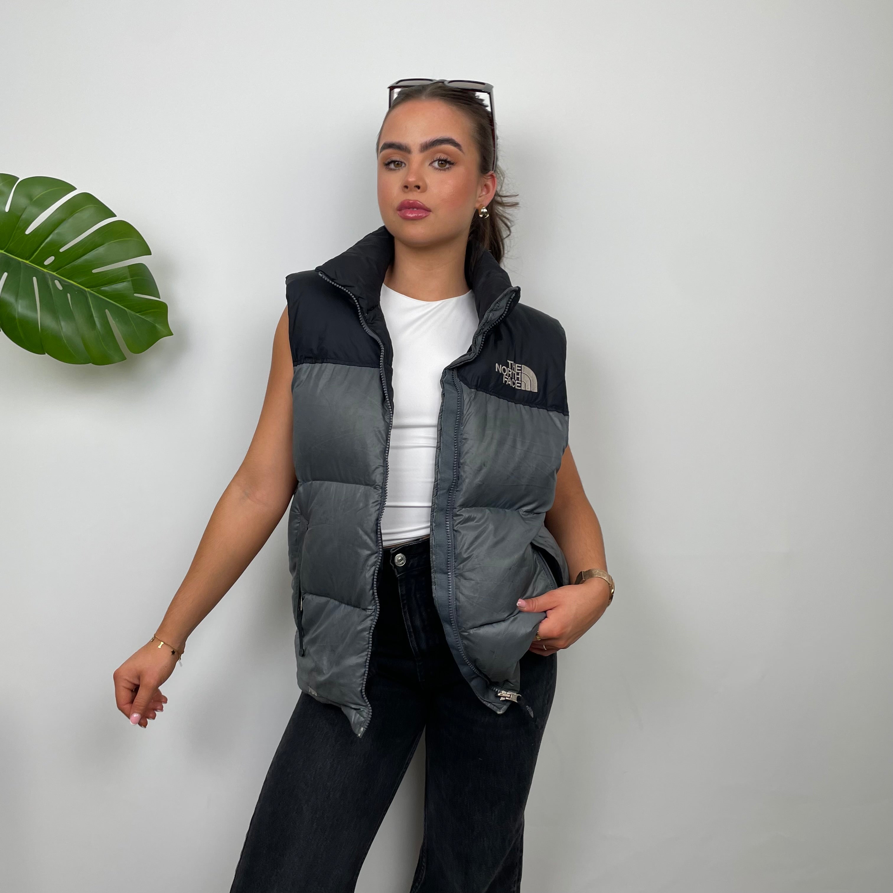 The North Face Grey Nuptse 700 Puffer Gilet (M)