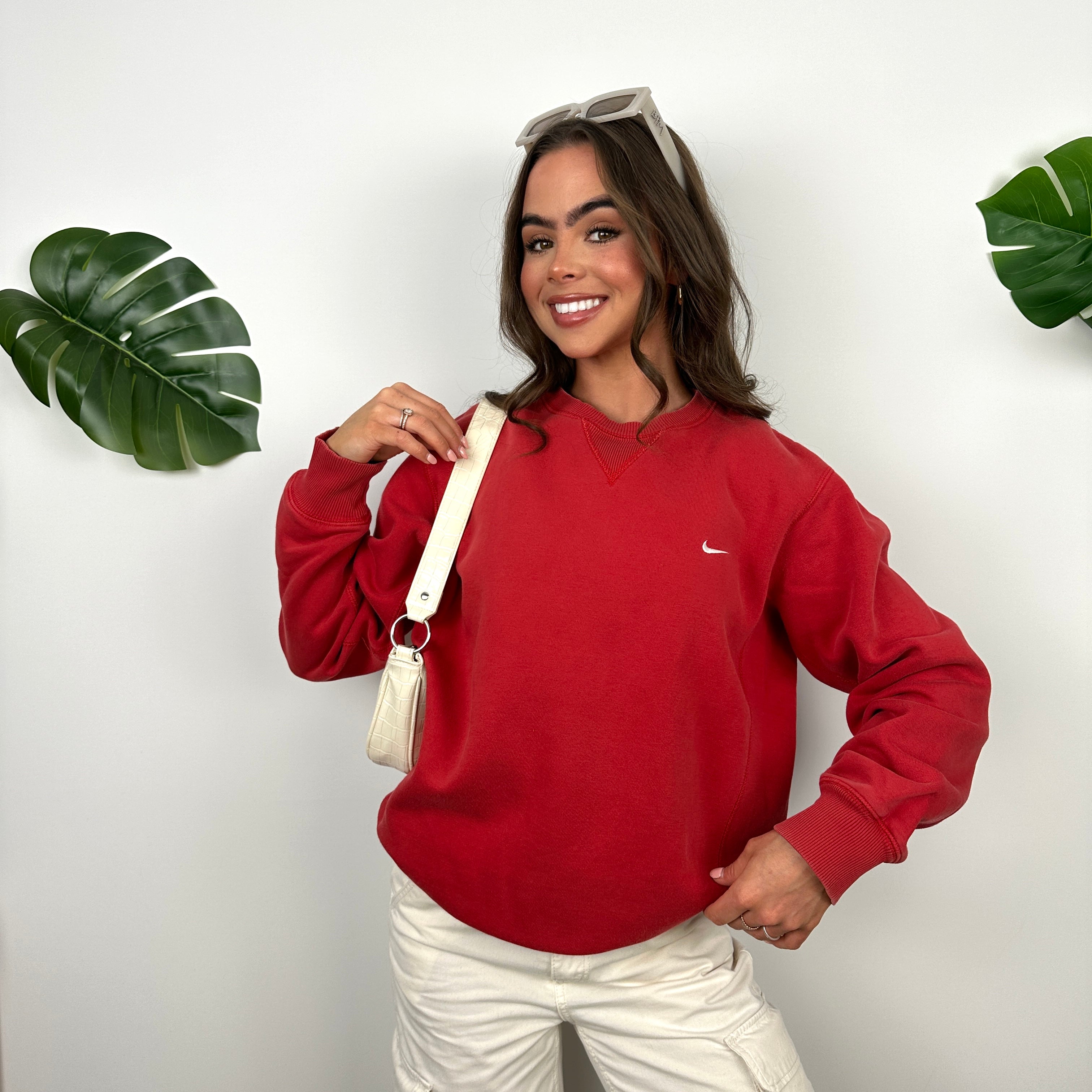 Nike Red Embroidered Swoosh Sweatshirt (M)