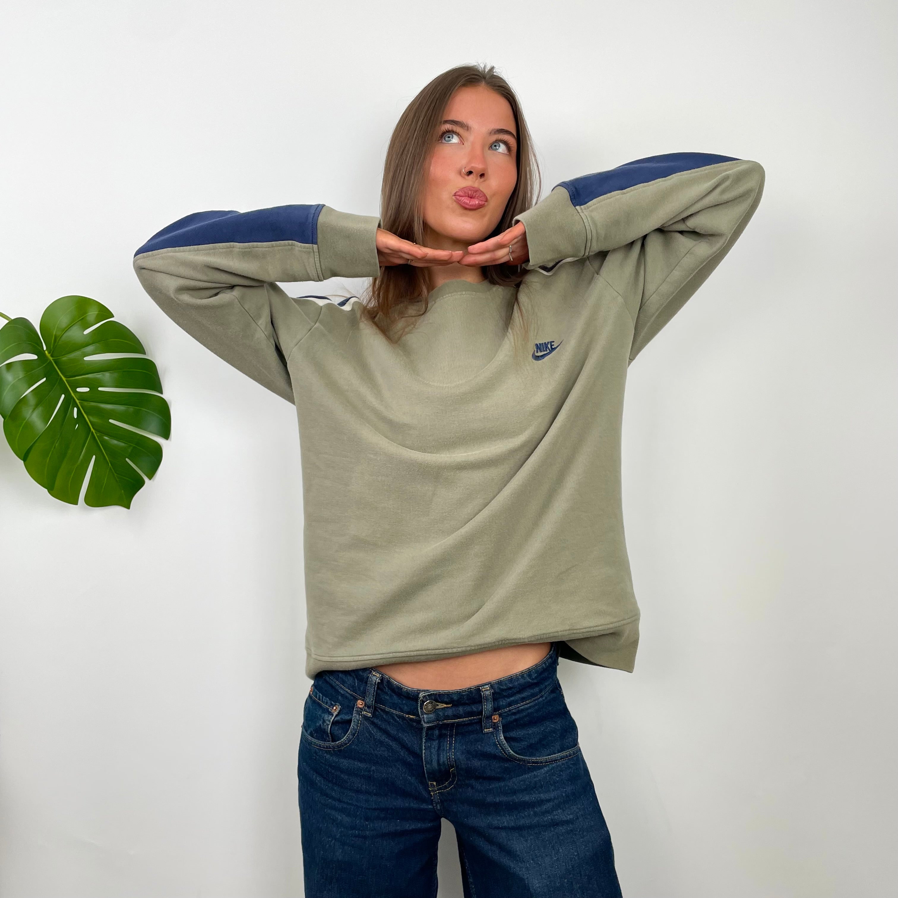 Nike Khaki Embroidered Swoosh Sweatshirt (L)