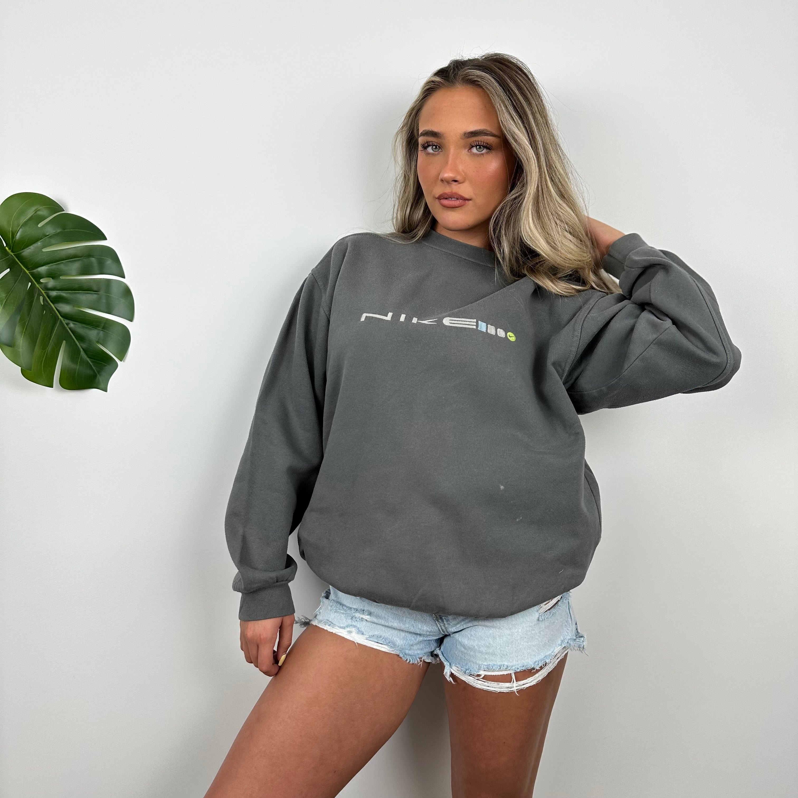 Nike Grey Embroidered Spell Out Sweatshirt (M)