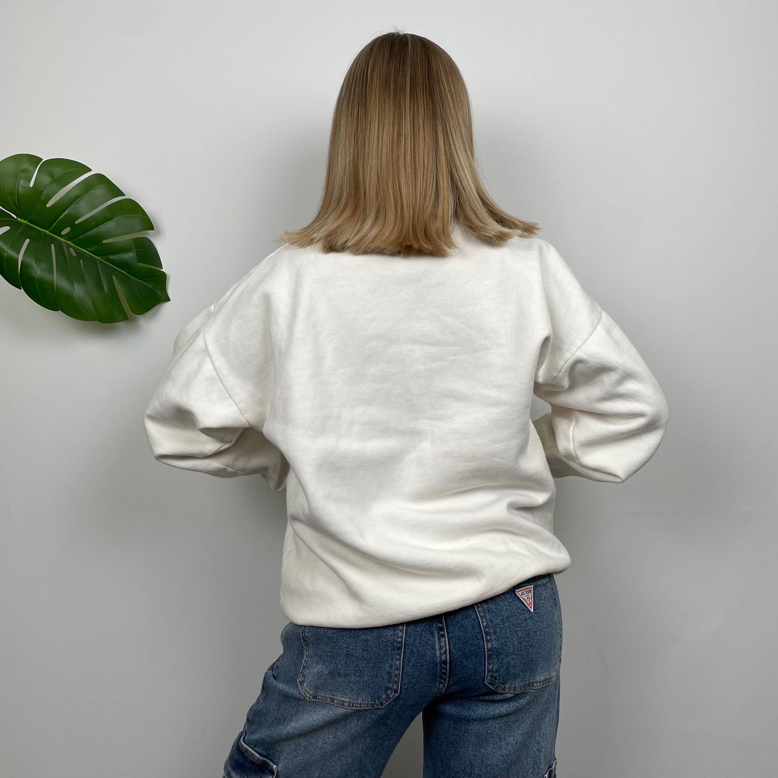 Tommy Hilfiger RARE Cream Embroidered Spell Out Sweatshirt