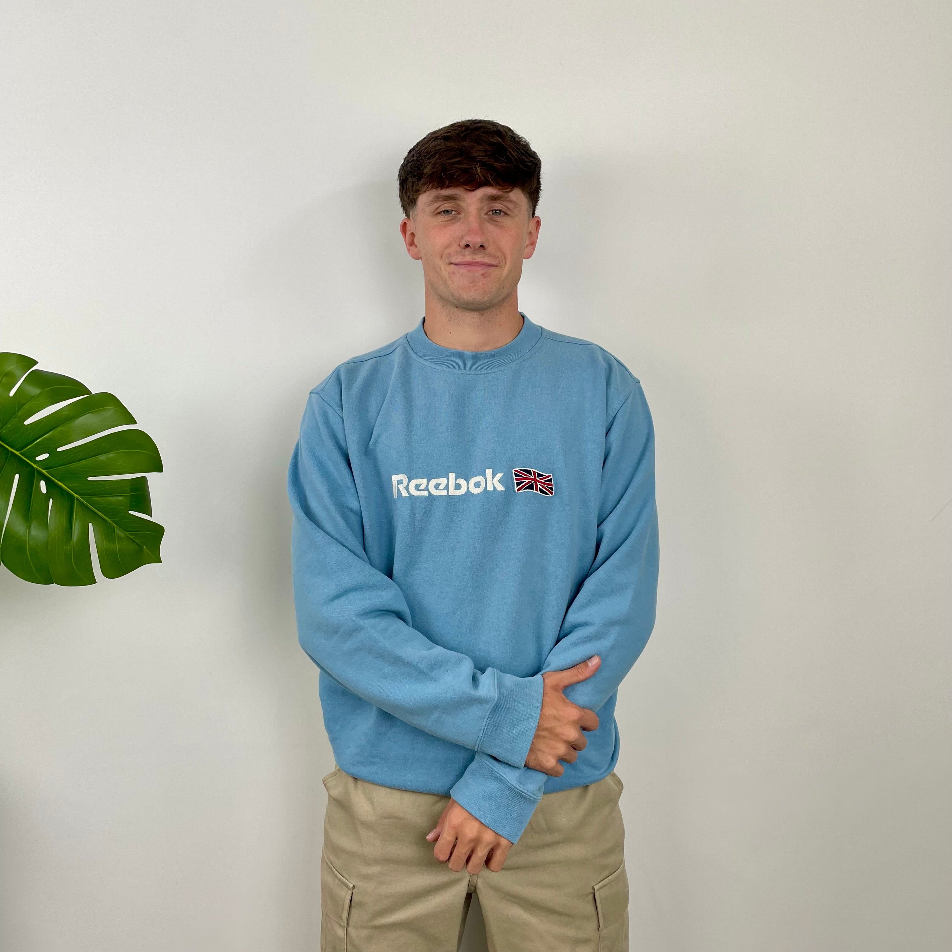 Reebok Baby Blue Embroidered Spell Out Sweatshirt (L)