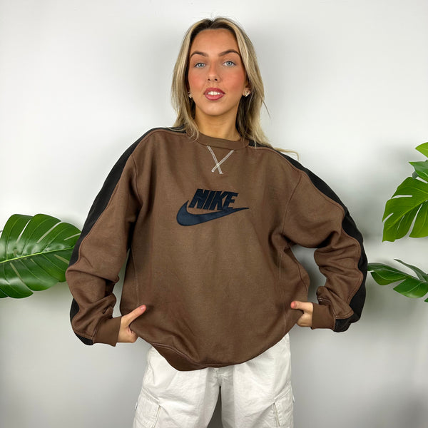 Nike Brown Embroidered Spell Out Sweatshirt (M)