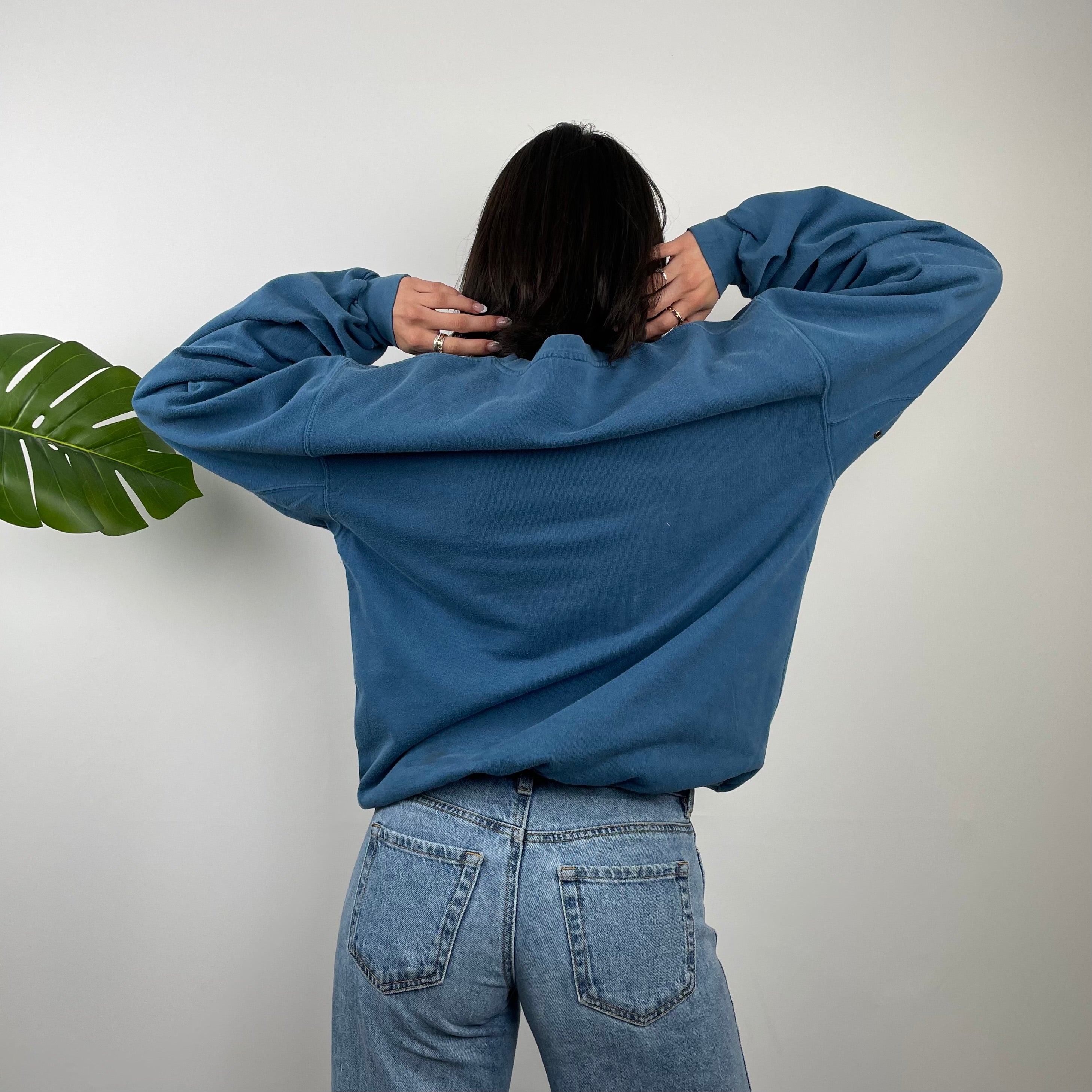 Timberland Blue Embroidered Spell Out Sweatshirt (L)