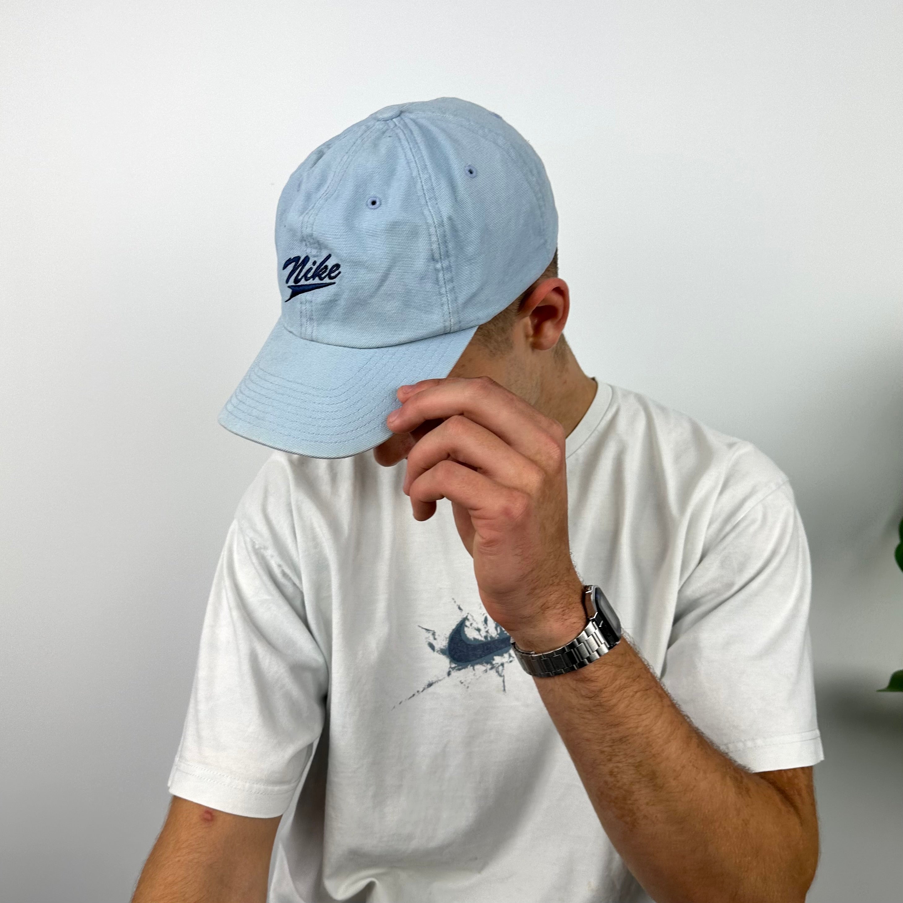 Nike RARE Baby Blue Embroidered Spell Out Cap