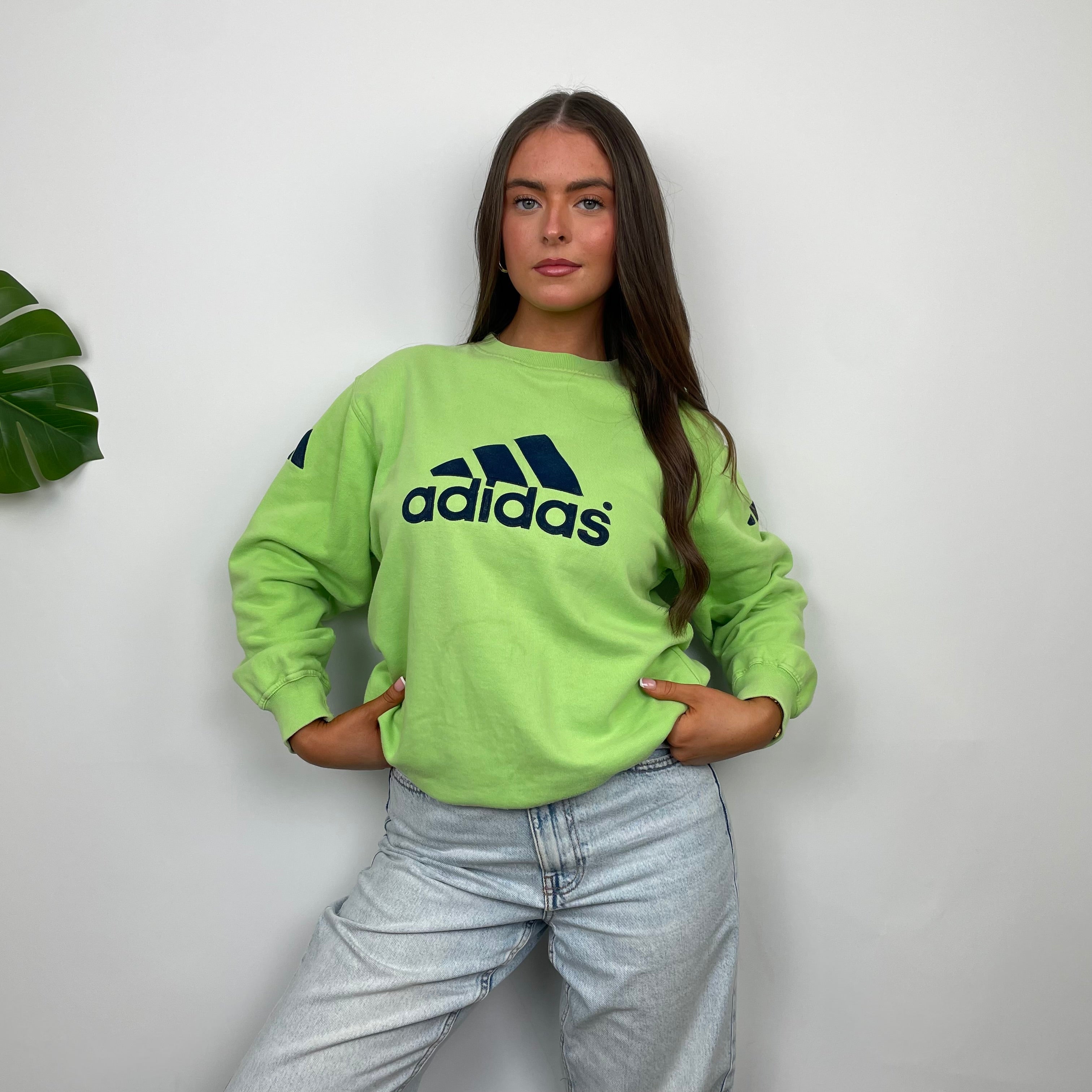 Adidas RARE Green Embroidered Spell Out Sweatshirt (S)