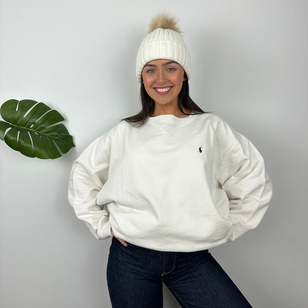 Polo Ralph Lauren White Embroidered Logo Sweatshirt (XL)