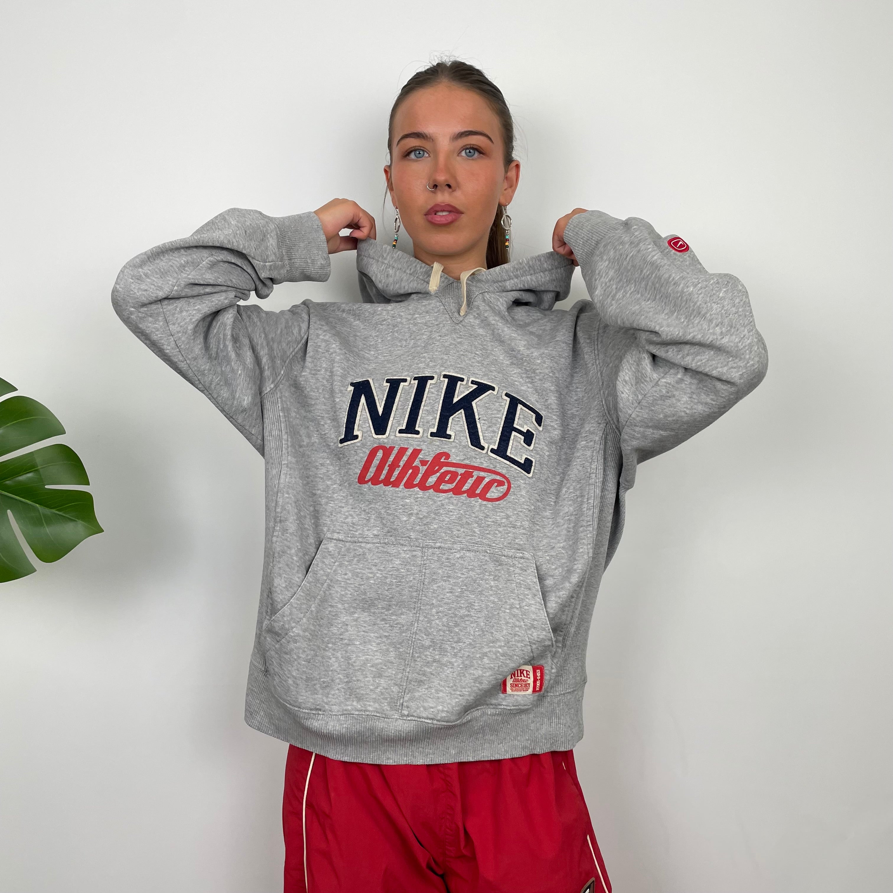 Nike Grey Embroidered Spell Out Hoodie (L)