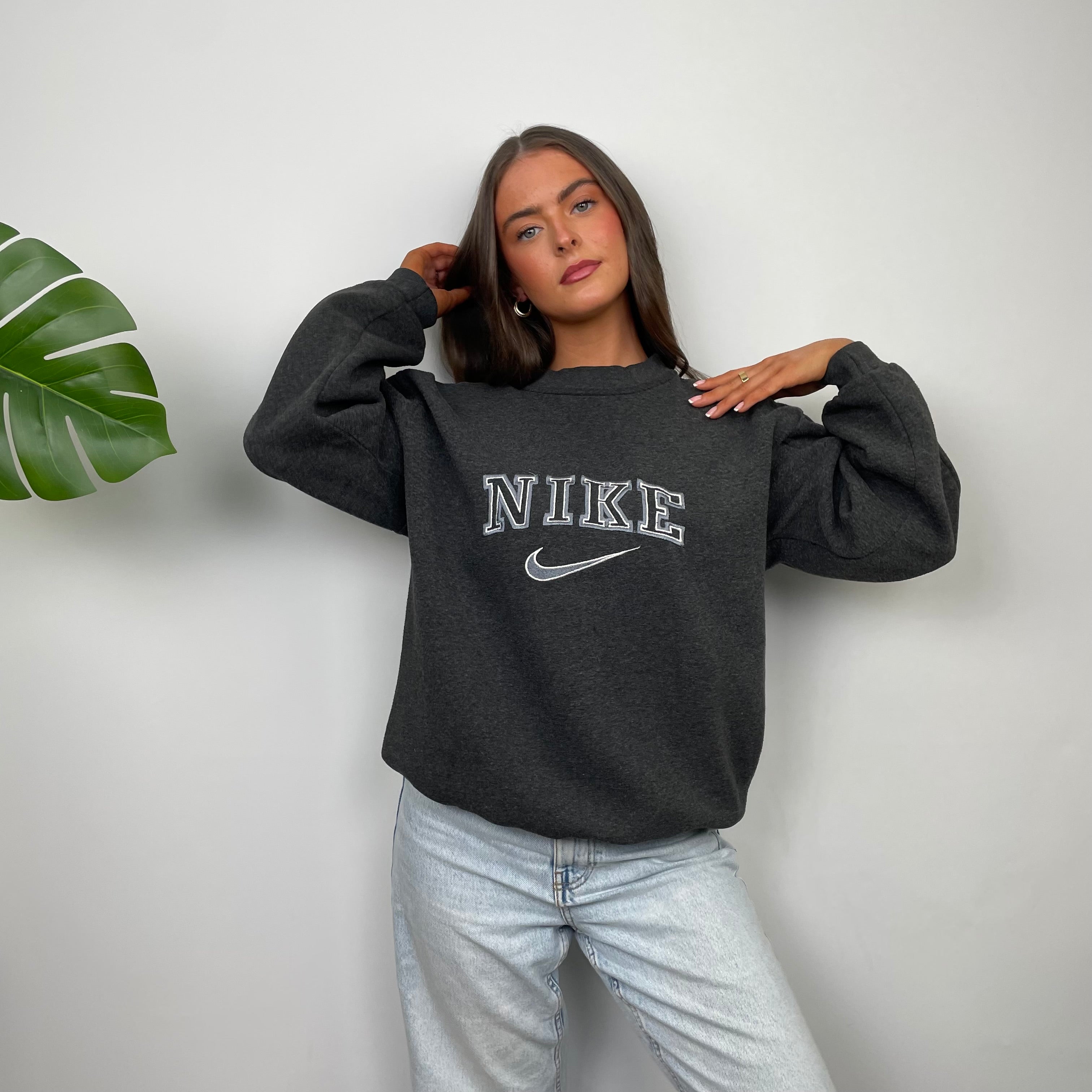 Nike Grey Embroidered Spell Out Sweatshirt (S)