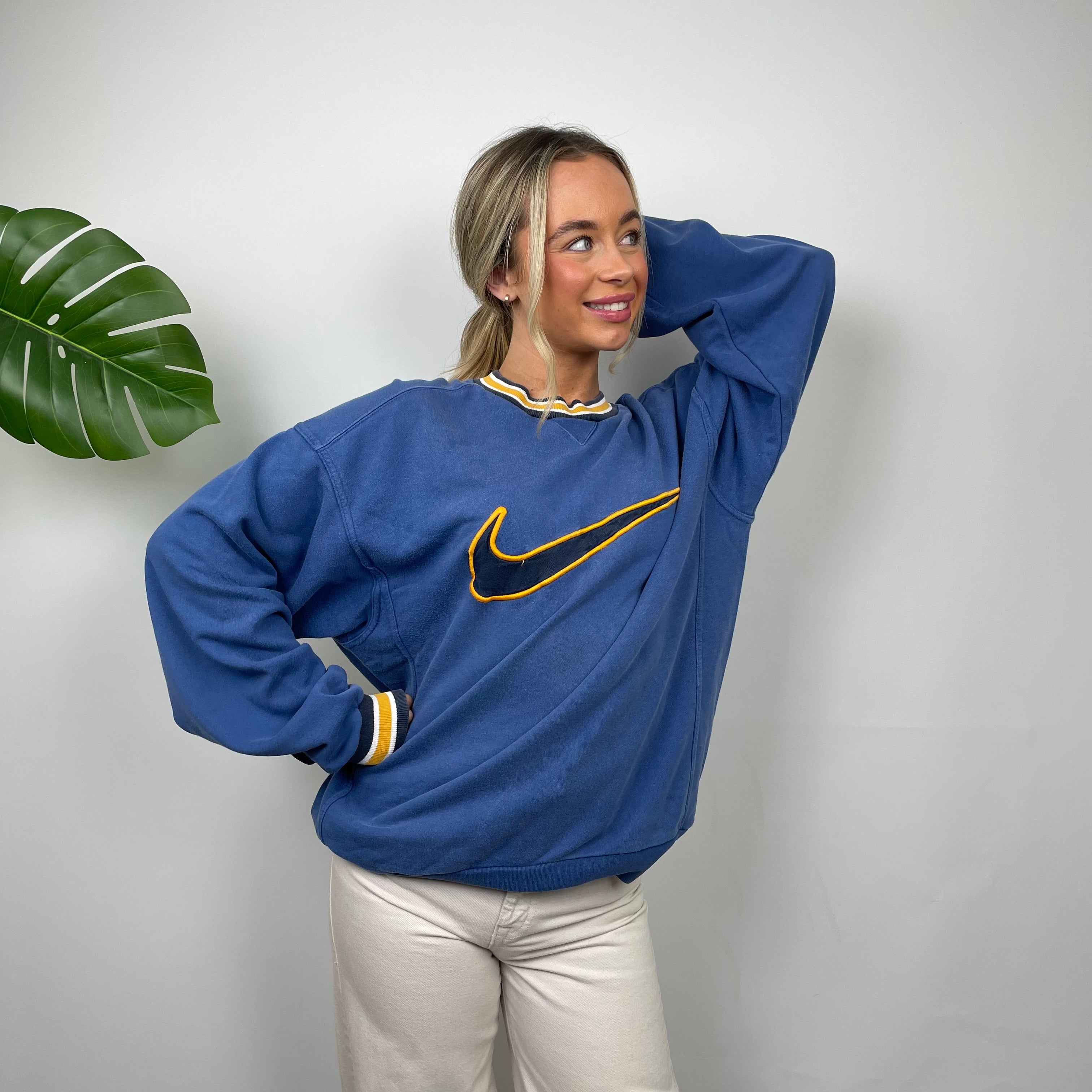 Nike RARE Blue Embroidered Swoosh Sweatshirt (M)