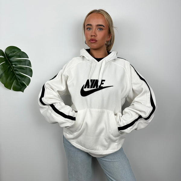 Nike RARE White Embroidered Spell out Hoodie (XL)