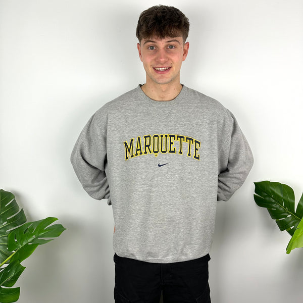 Nike x Marquette Grey Embroidered Spell Out Sweatshirt (L)