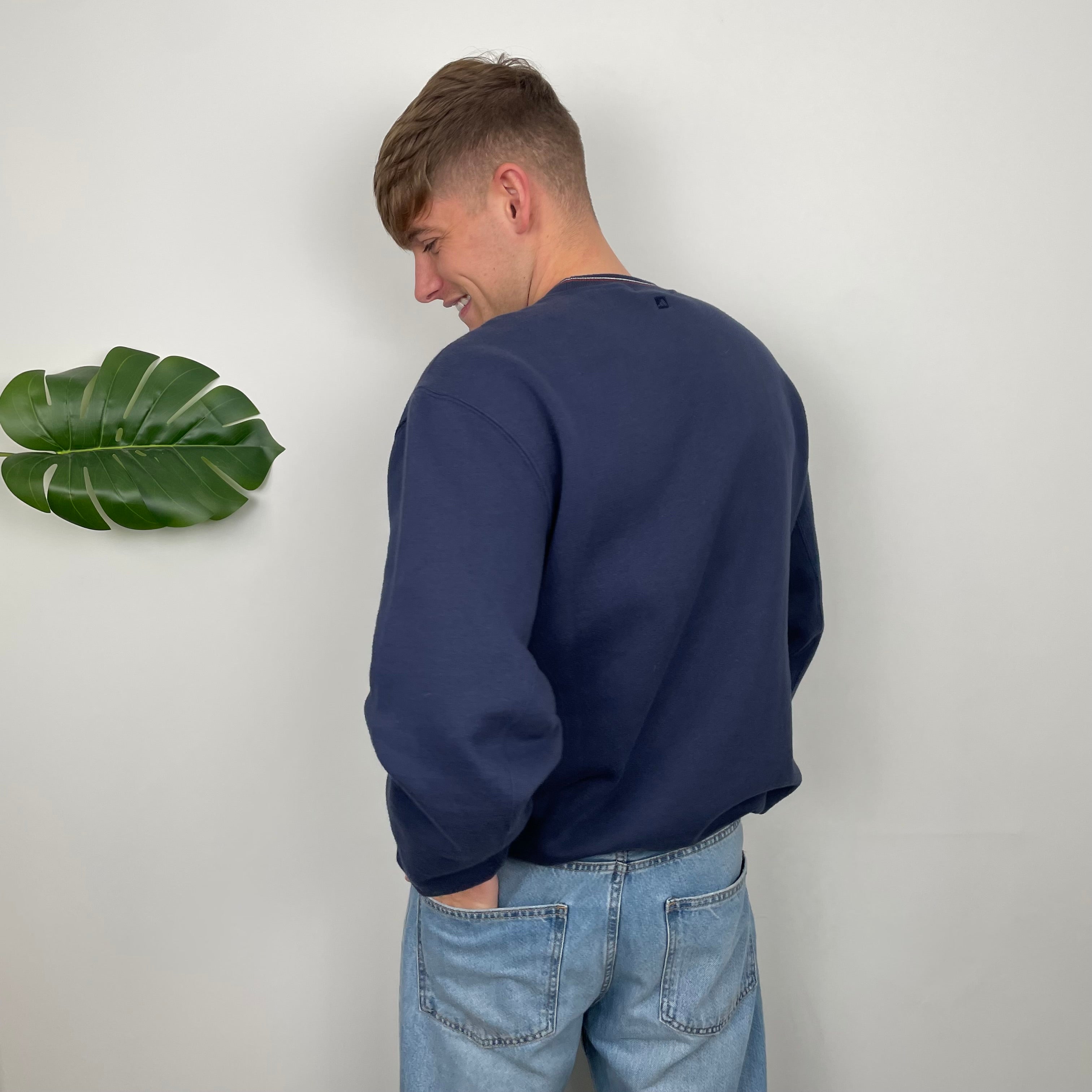 Adidas Navy Embroidered Spell Out Sweatshirt (L)