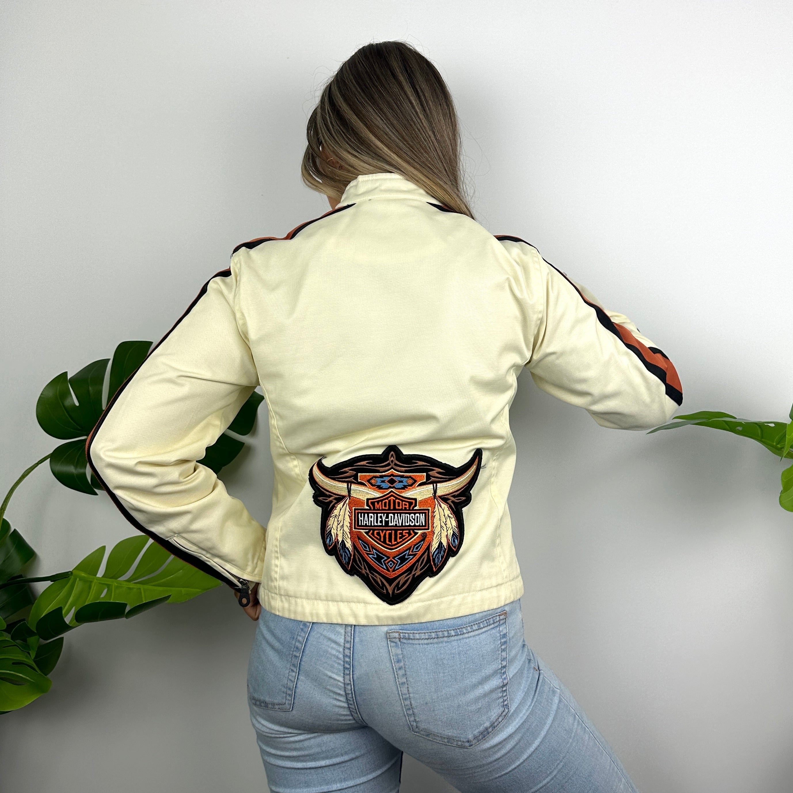 Harley Davidson Cream Embroidered Spell Out Jacket (S)