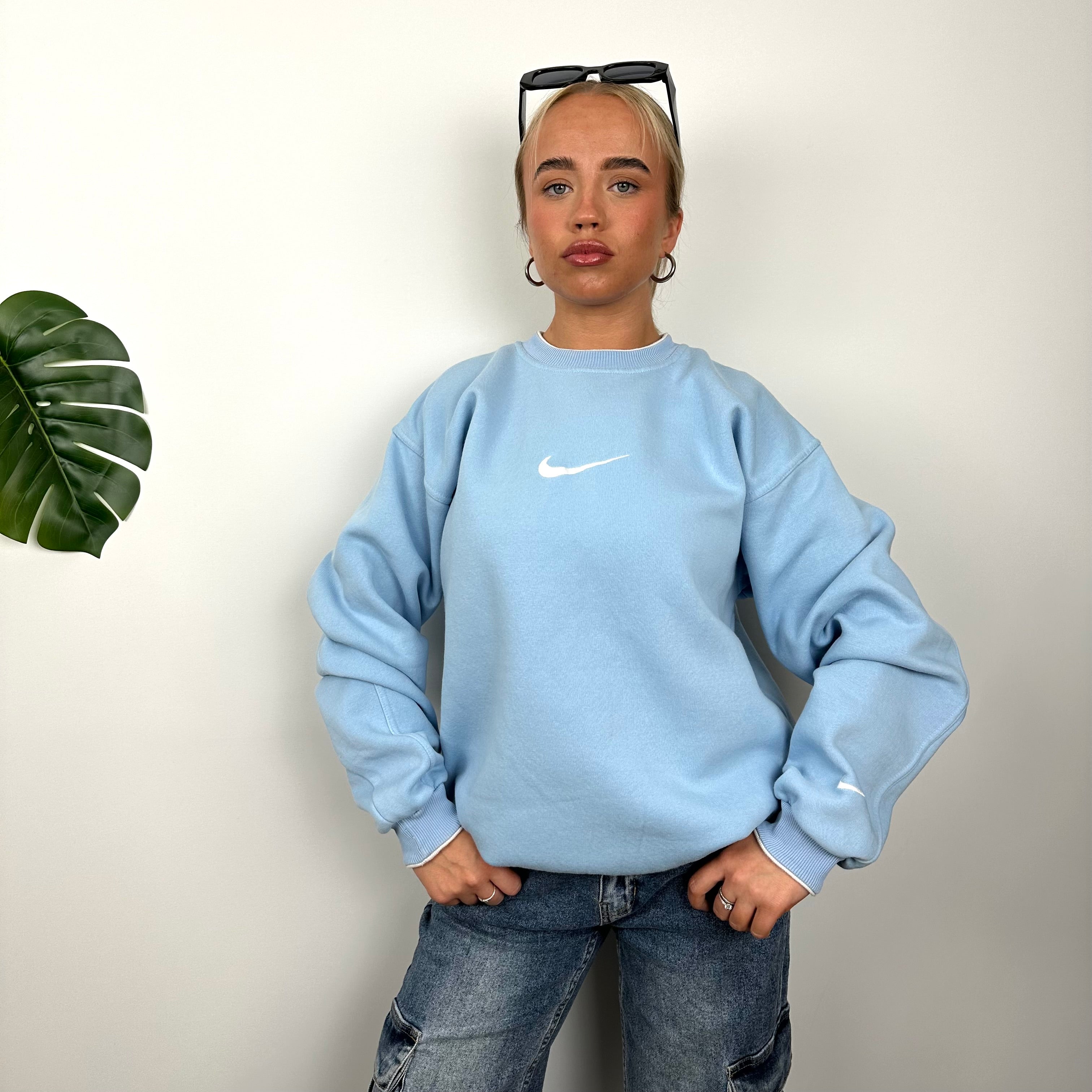 Nike Baby Blue Embroidered Swoosh Sweatshirt (L)