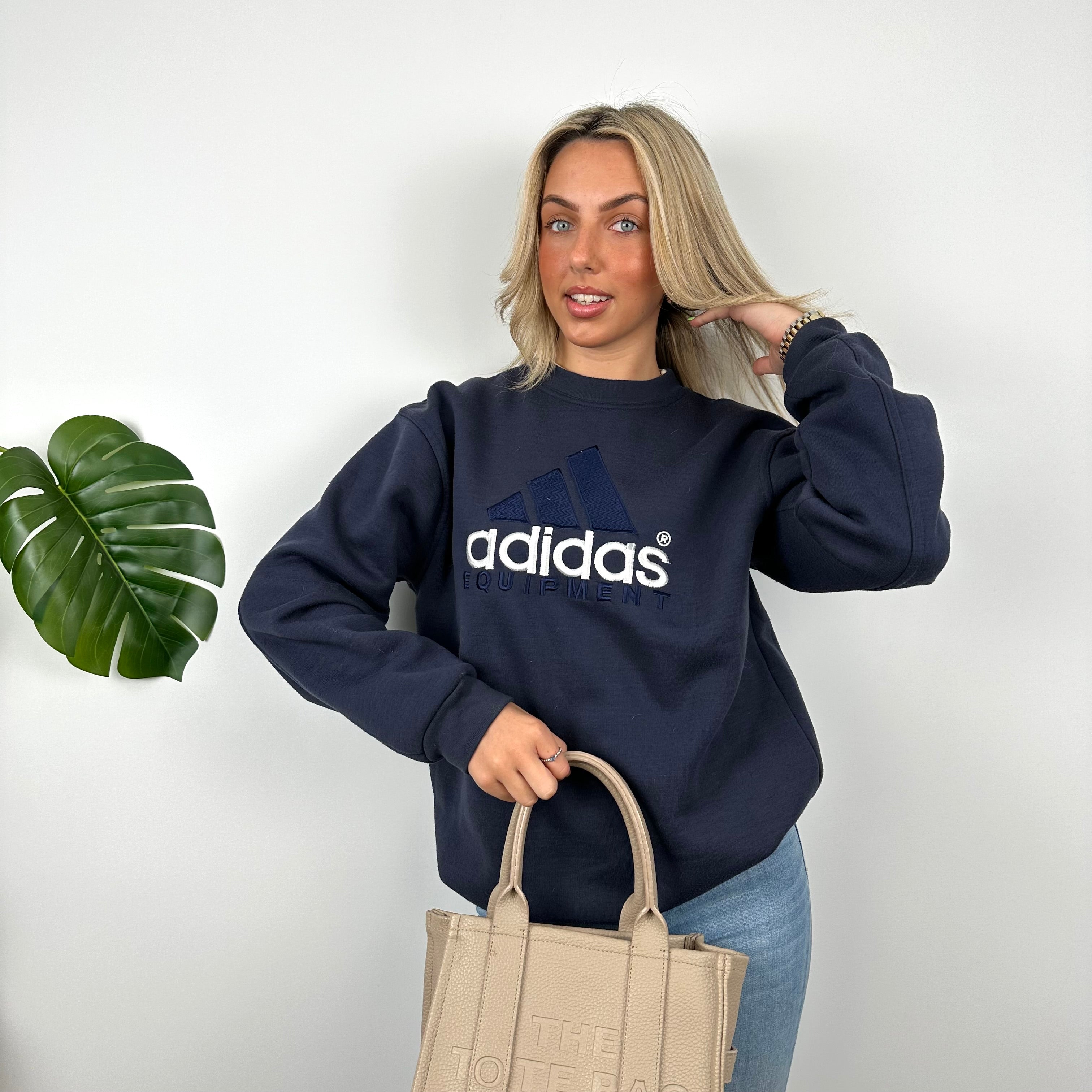 Adidas Equipment RARE Navy Embroidered Spell Out Sweatshirt (M)