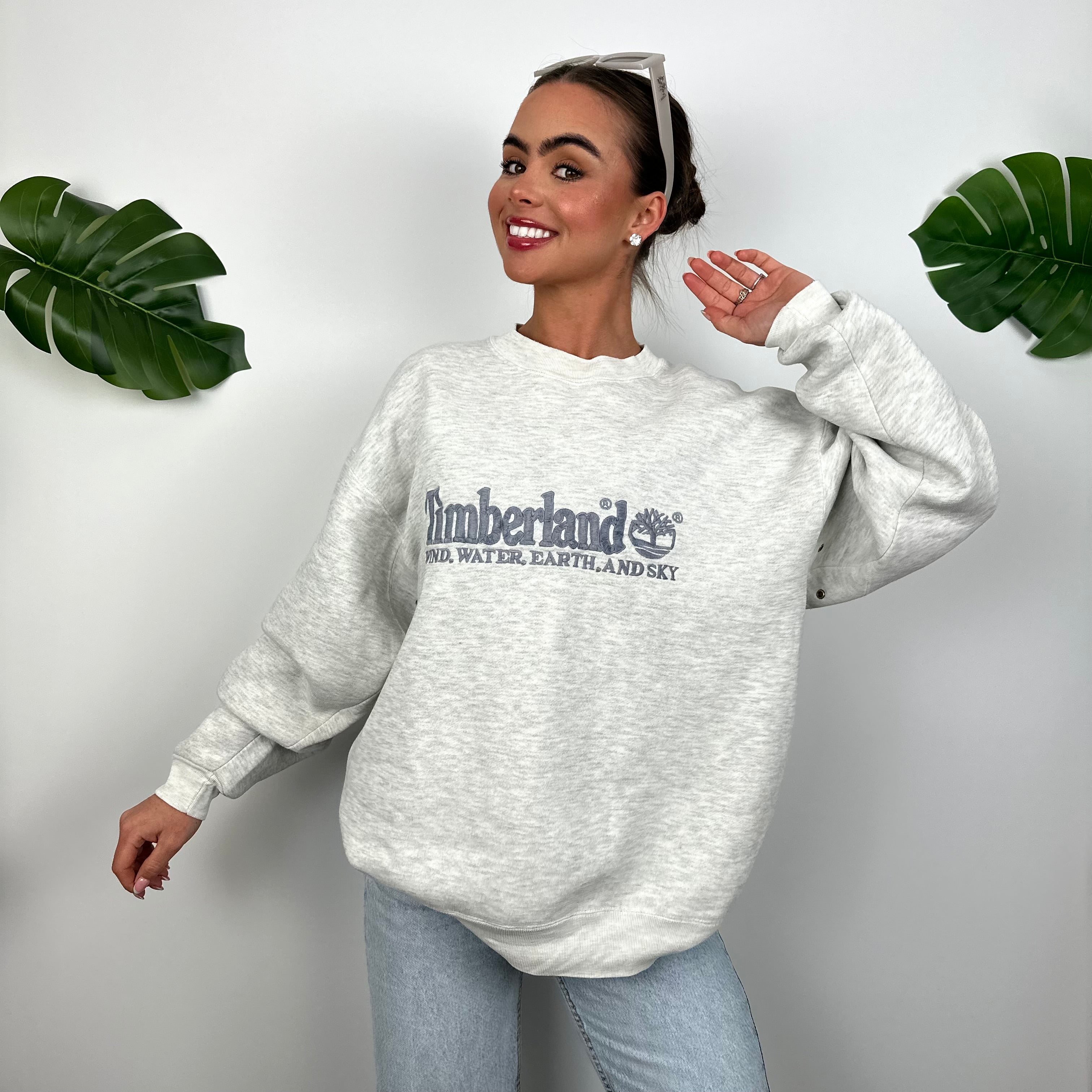 Timberland Grey Embroidered Spell Out Sweatshirt (M)