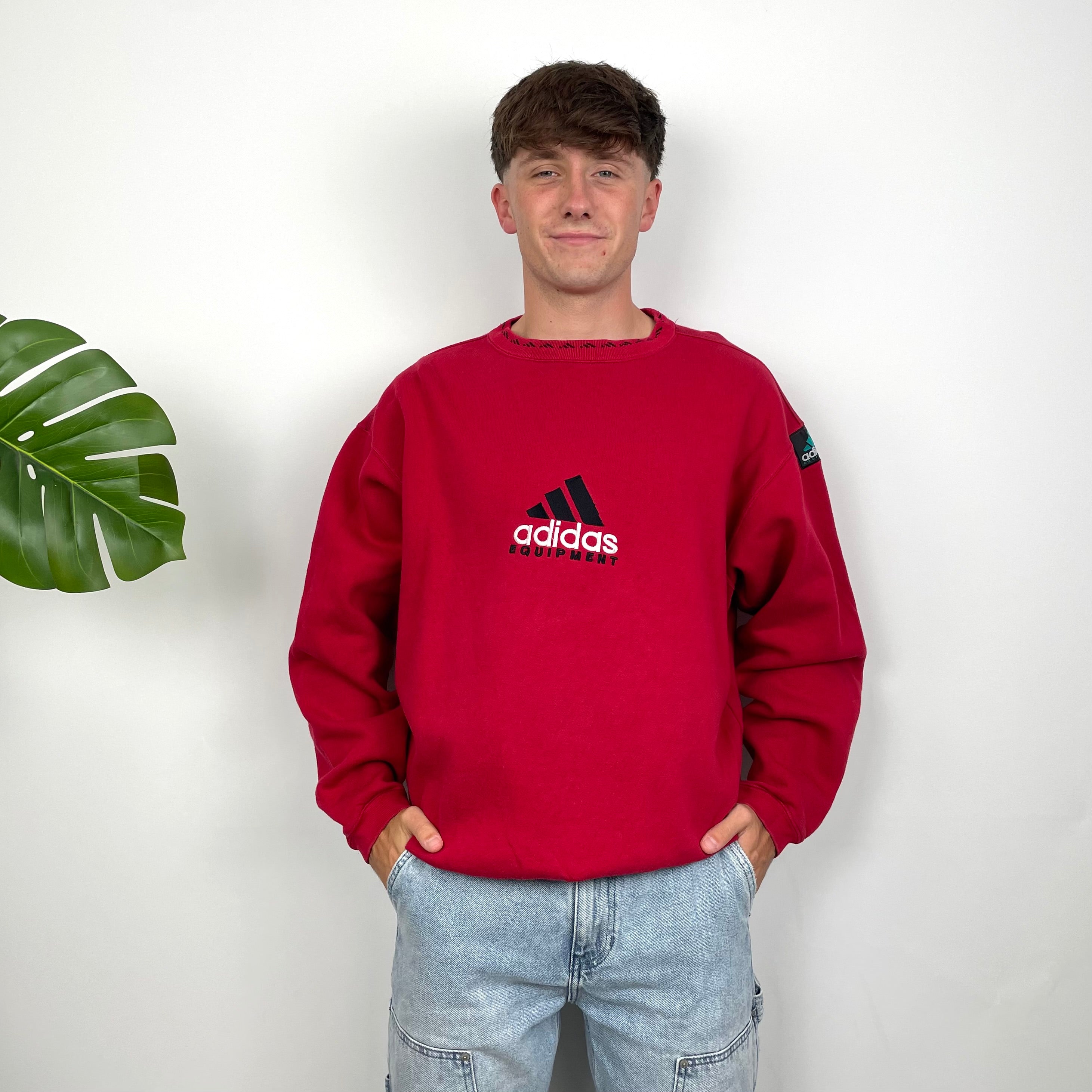 Adidas Equipment RARE Red Embroidered Spell Out Sweatshirt (L)