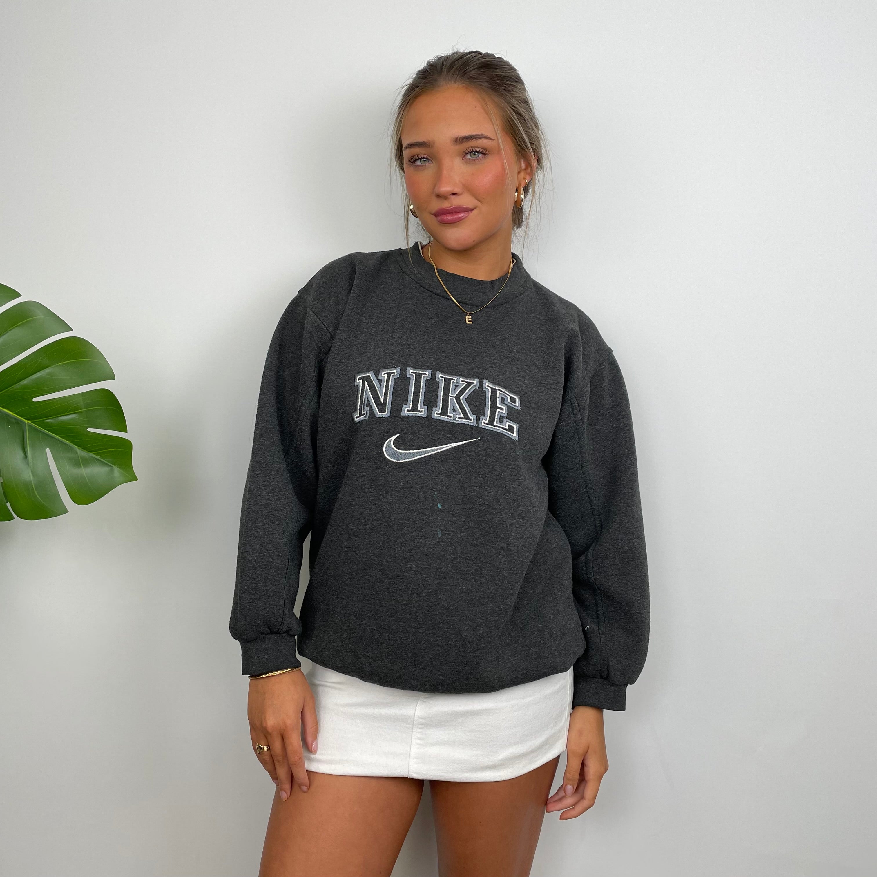 Nike Grey Embroidered Spell Out Sweatshirt (S)