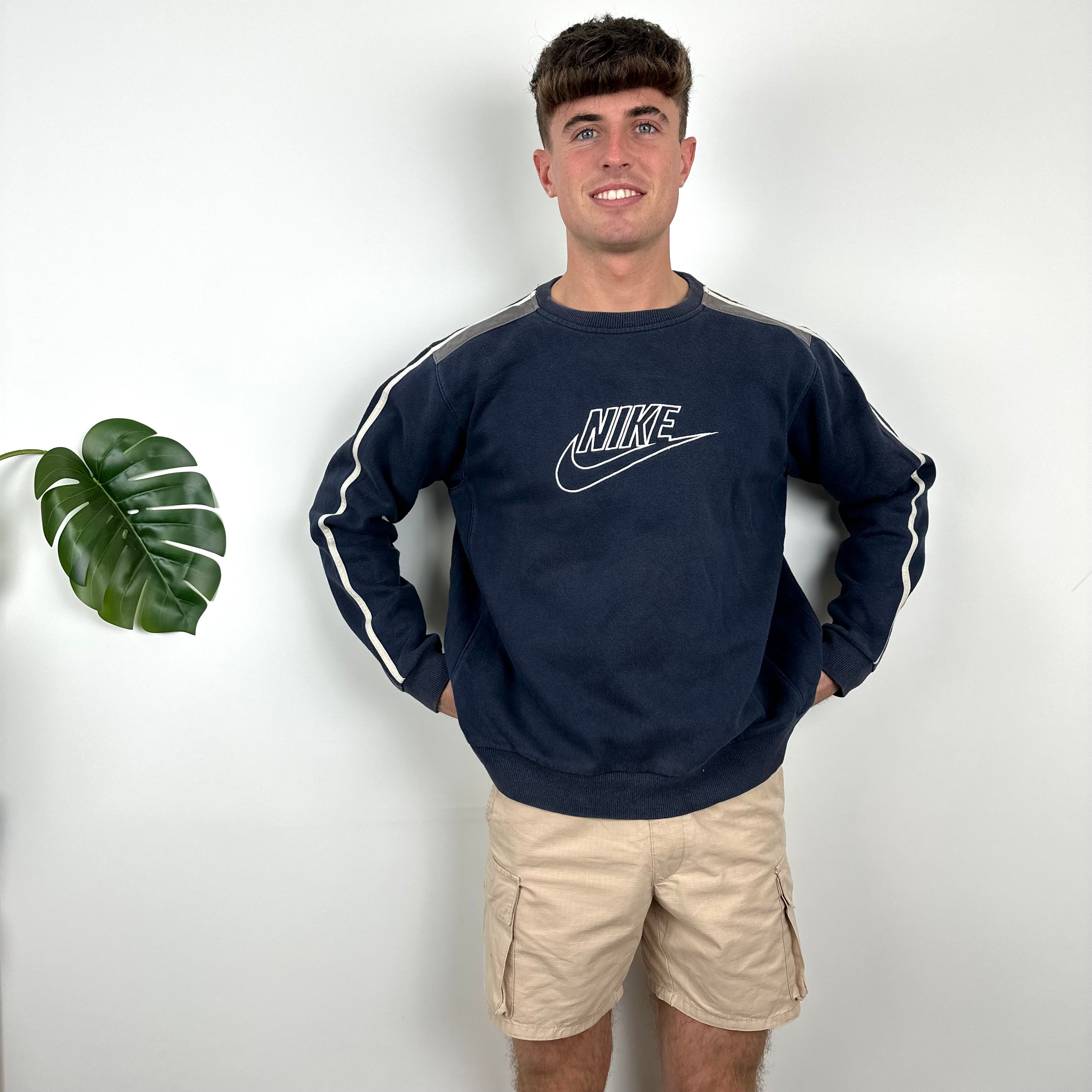 Nike Navy Embroidered Spell Out Sweatshirt (L)