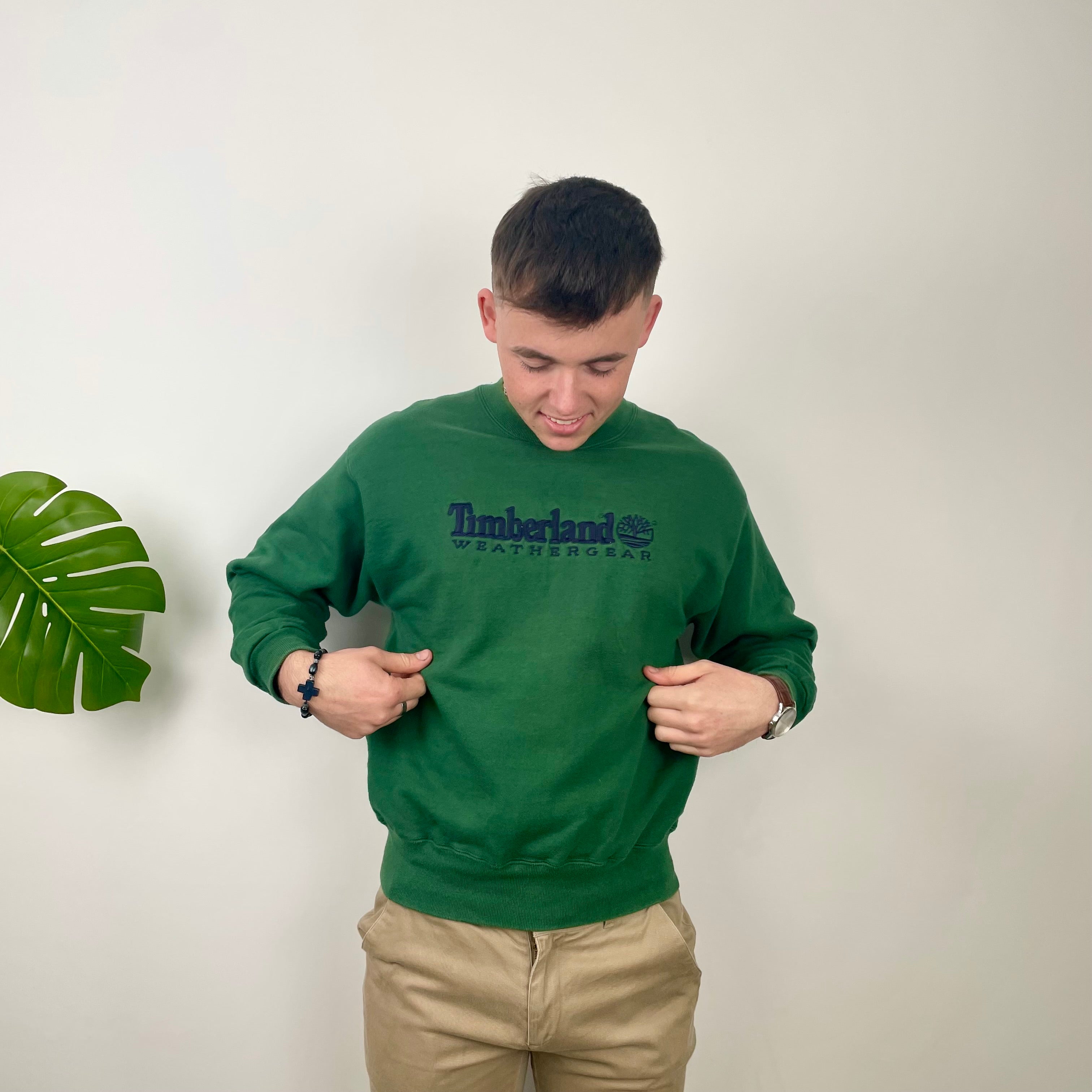 Timberland Green Embroidered Spell Out Sweatshirt (M)