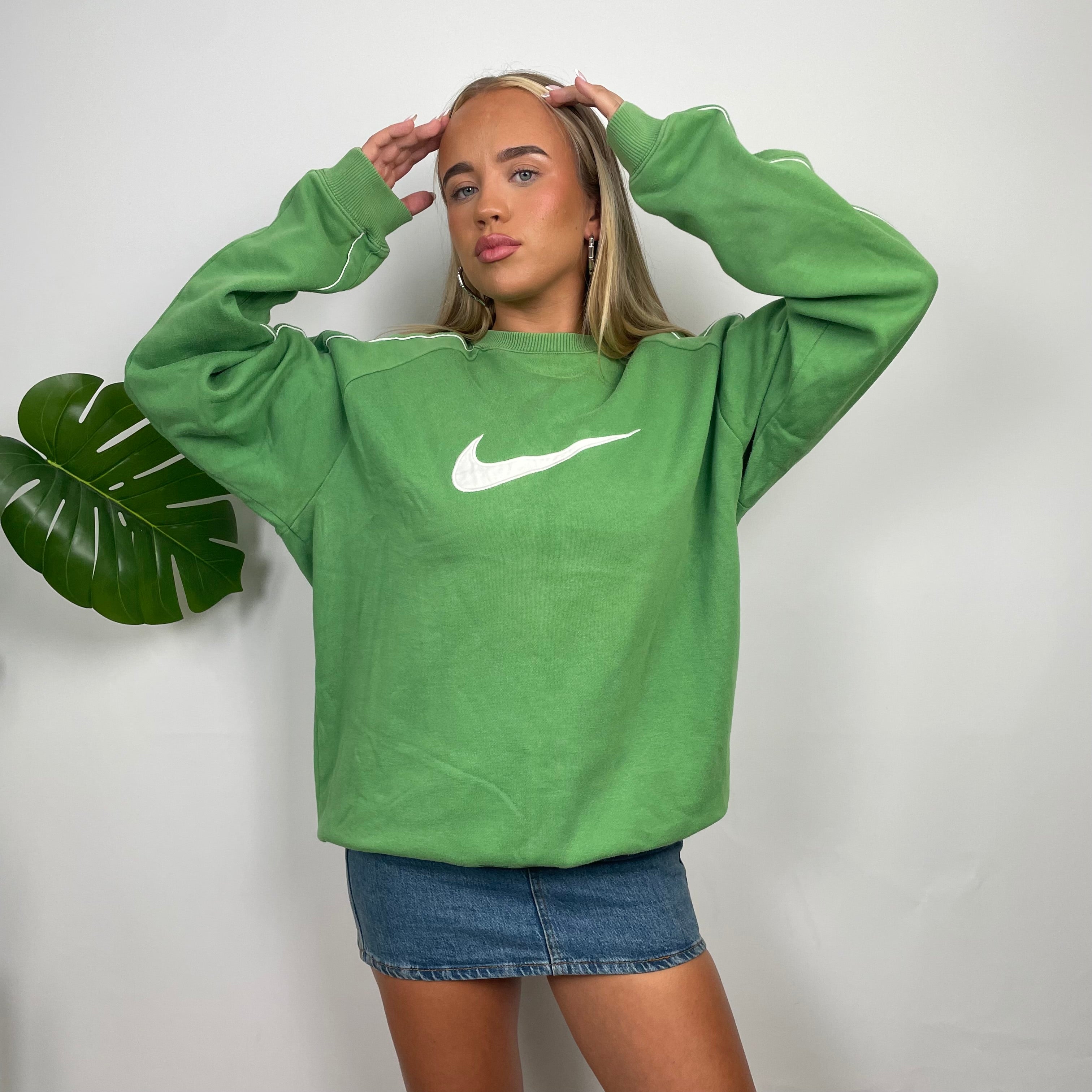 Nike RARE Green Embroidered Swoosh Sweatshirt (M)