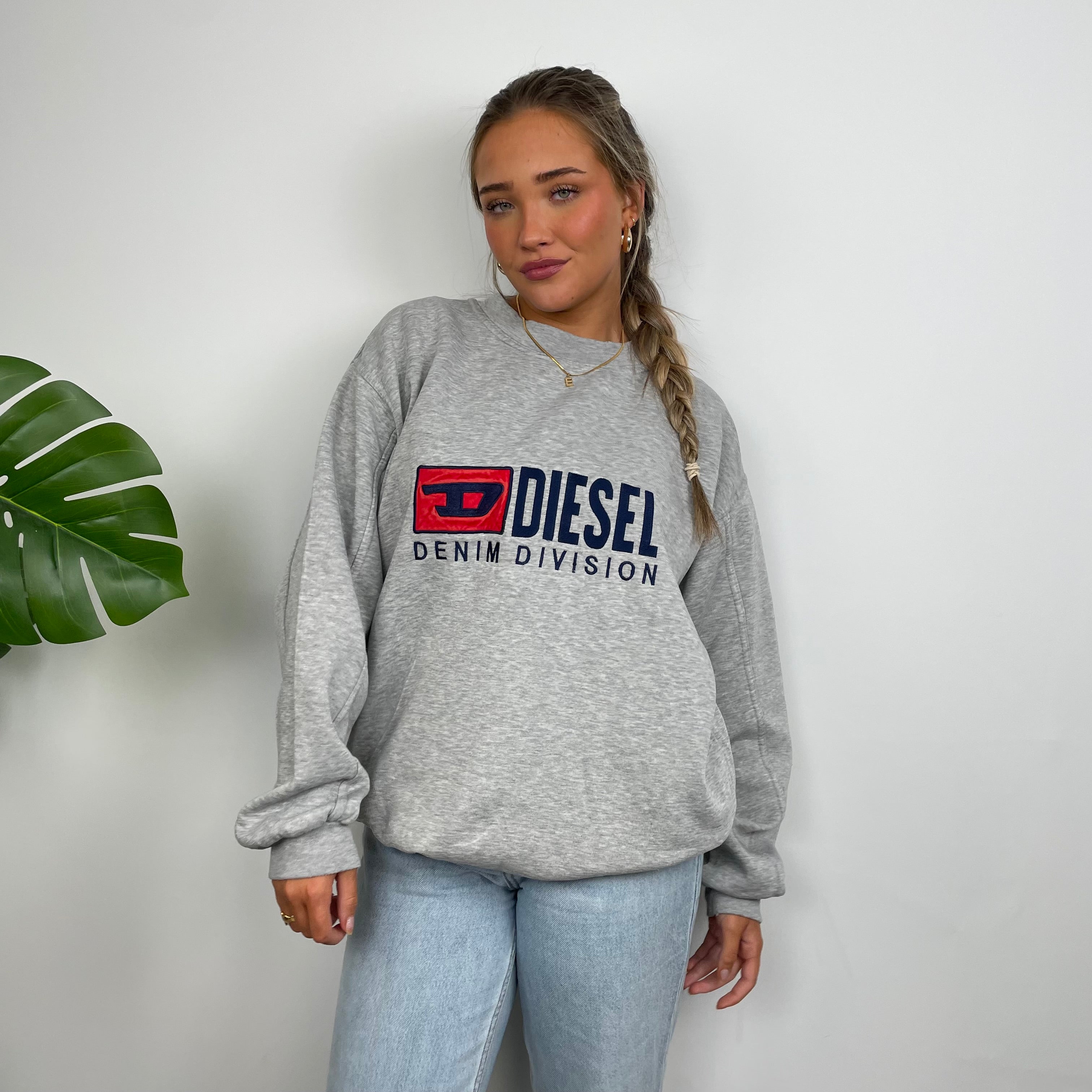 Diesel Grey Embroidered Spell Out Sweatshirt (XL)