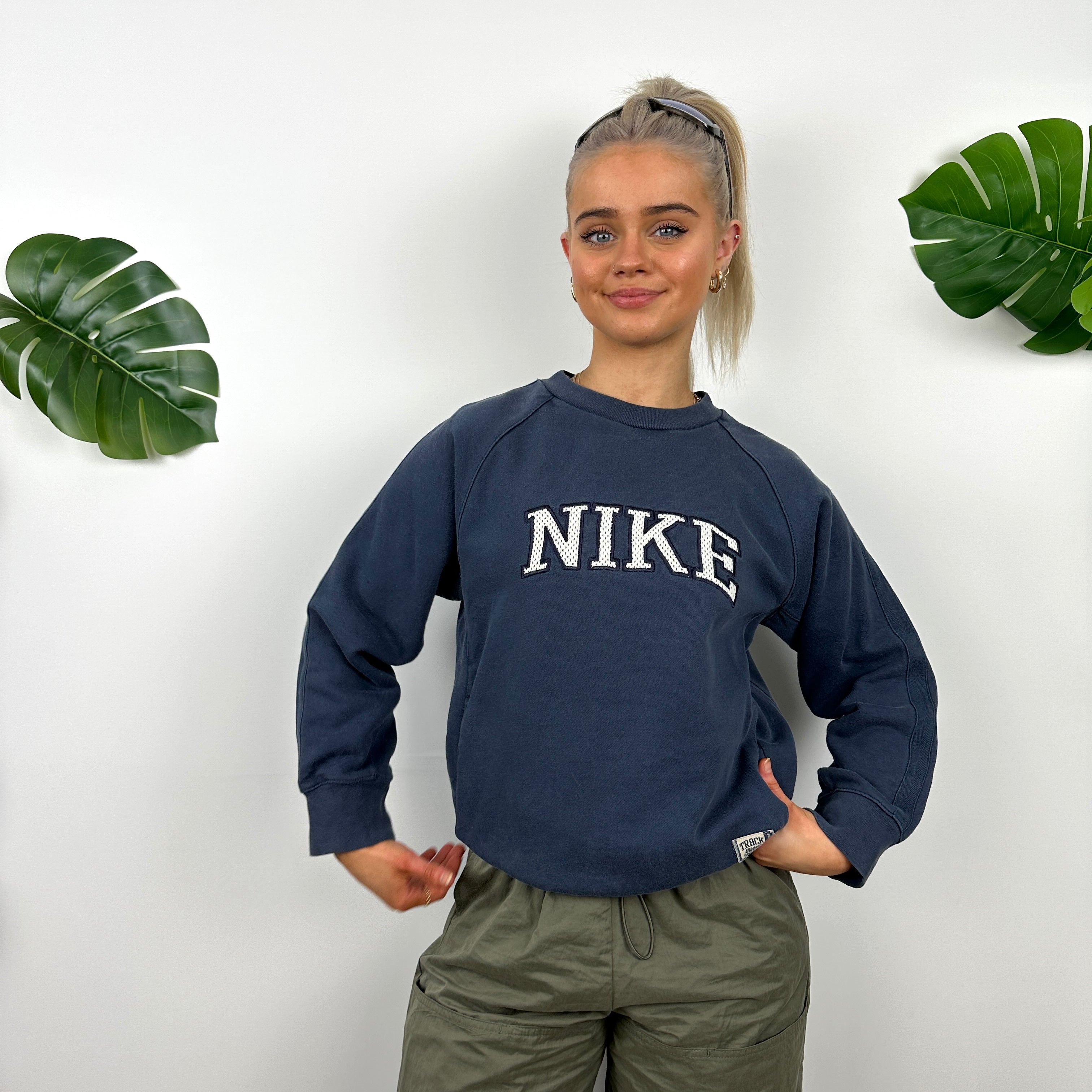 Nike Navy Embroidered Spell Out Sweatshirt (S)