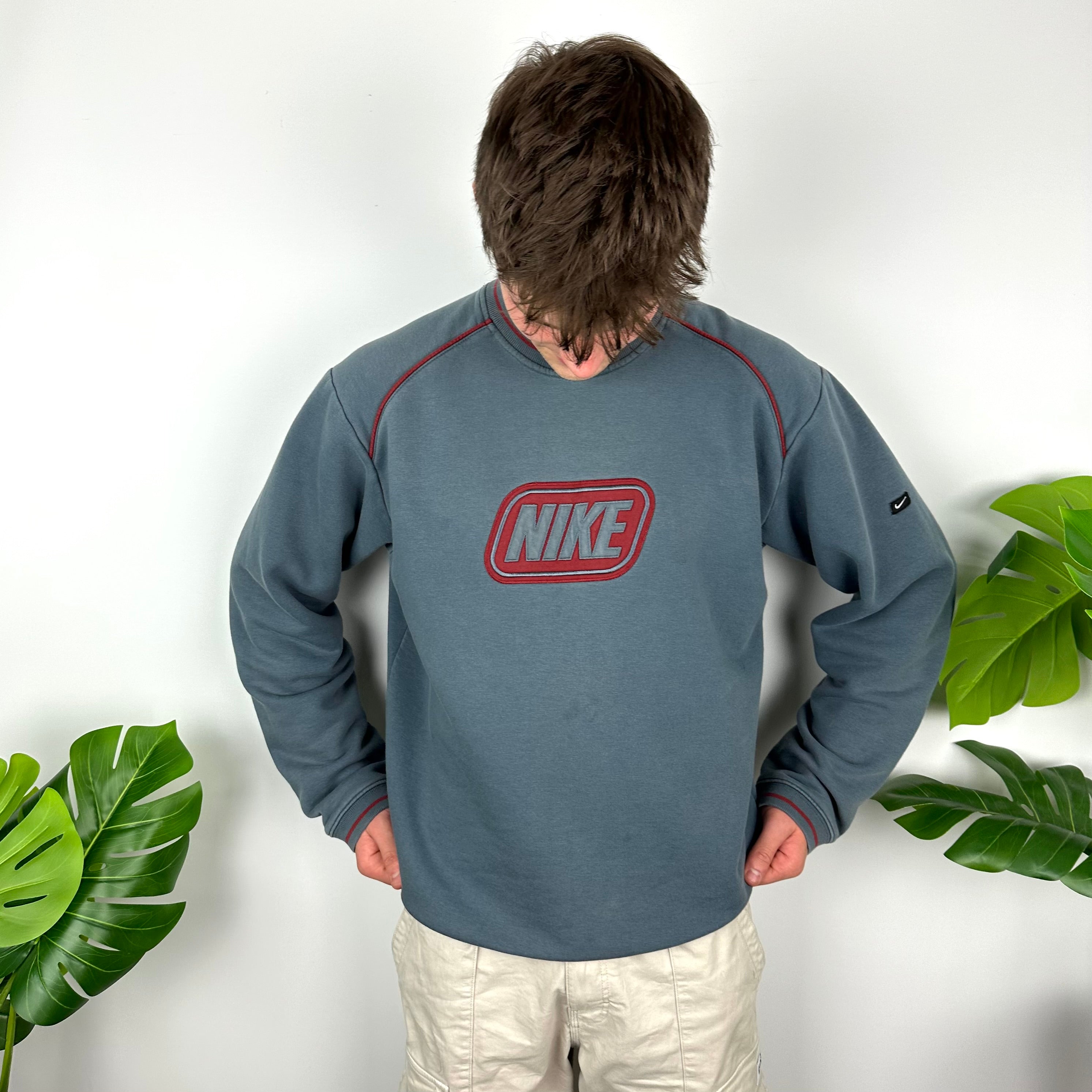 Nike Blue Embroidered Spell Out Sweatshirt (L)