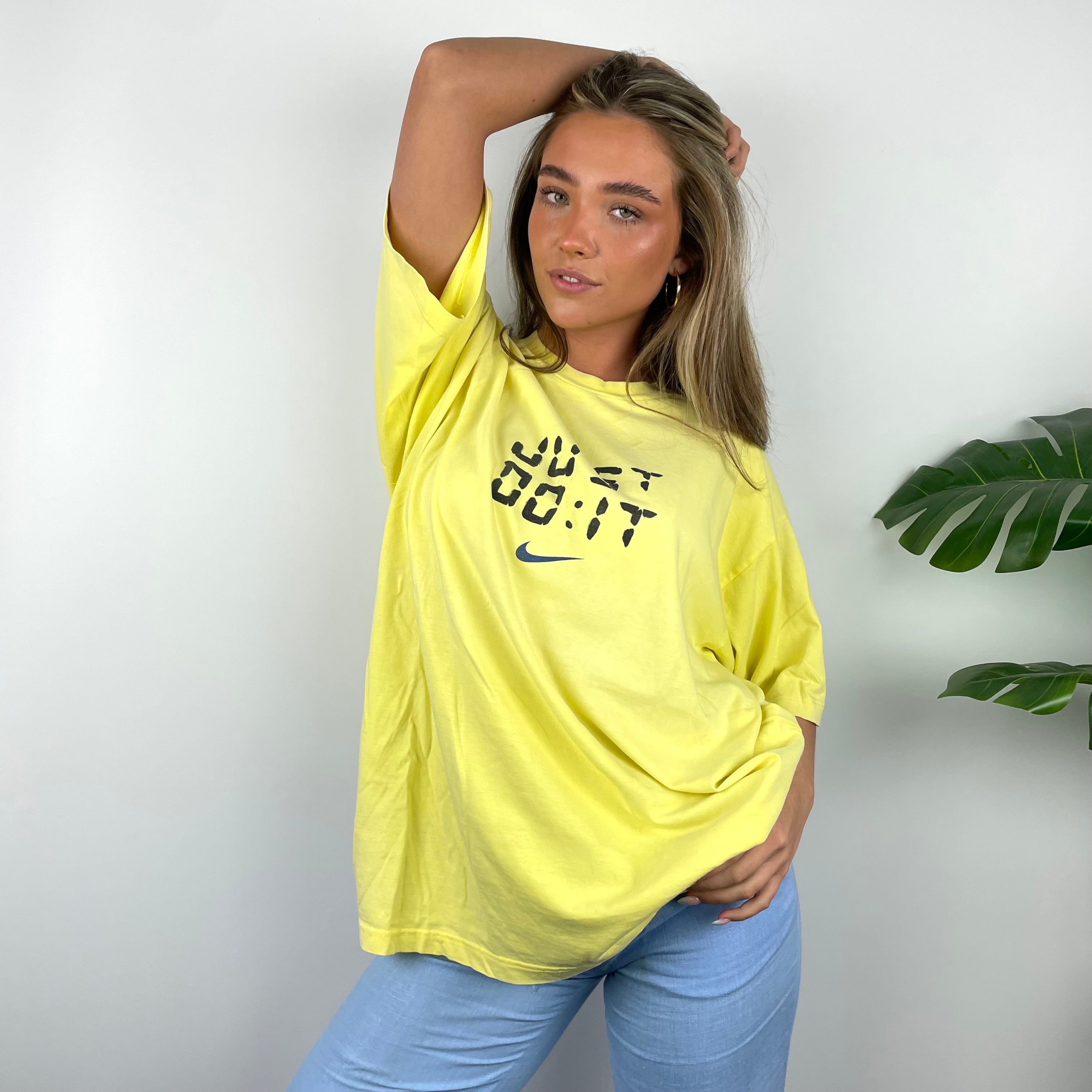 Nike Just Do It RARE Yellow Spell Out T Shirt (L)