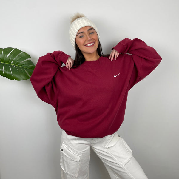 Nike Red Embroidered Swoosh Sweatshirt (XL)