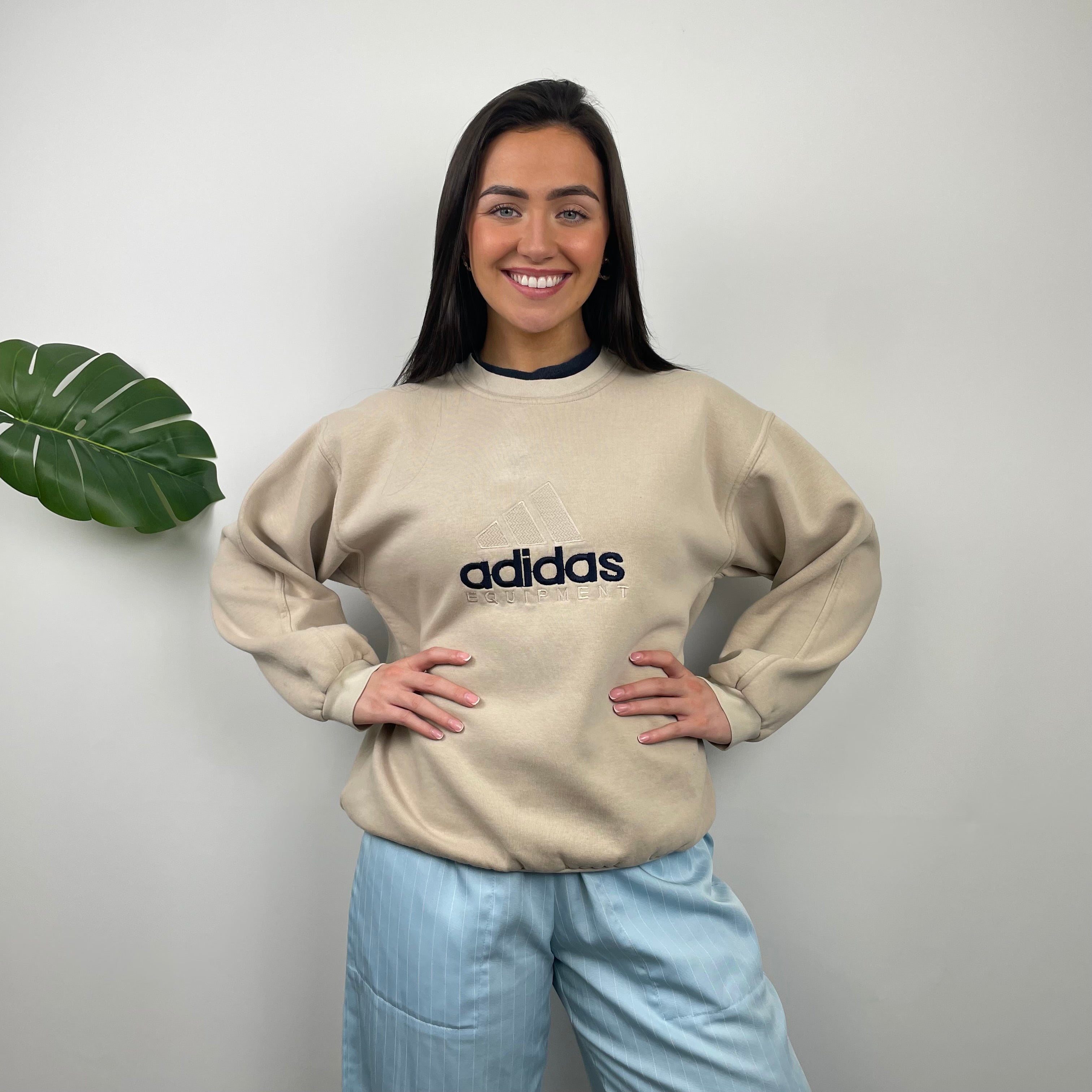Adidas Equipment RARE Tan Beige Embroidered Spell Out Sweatshirt (M)