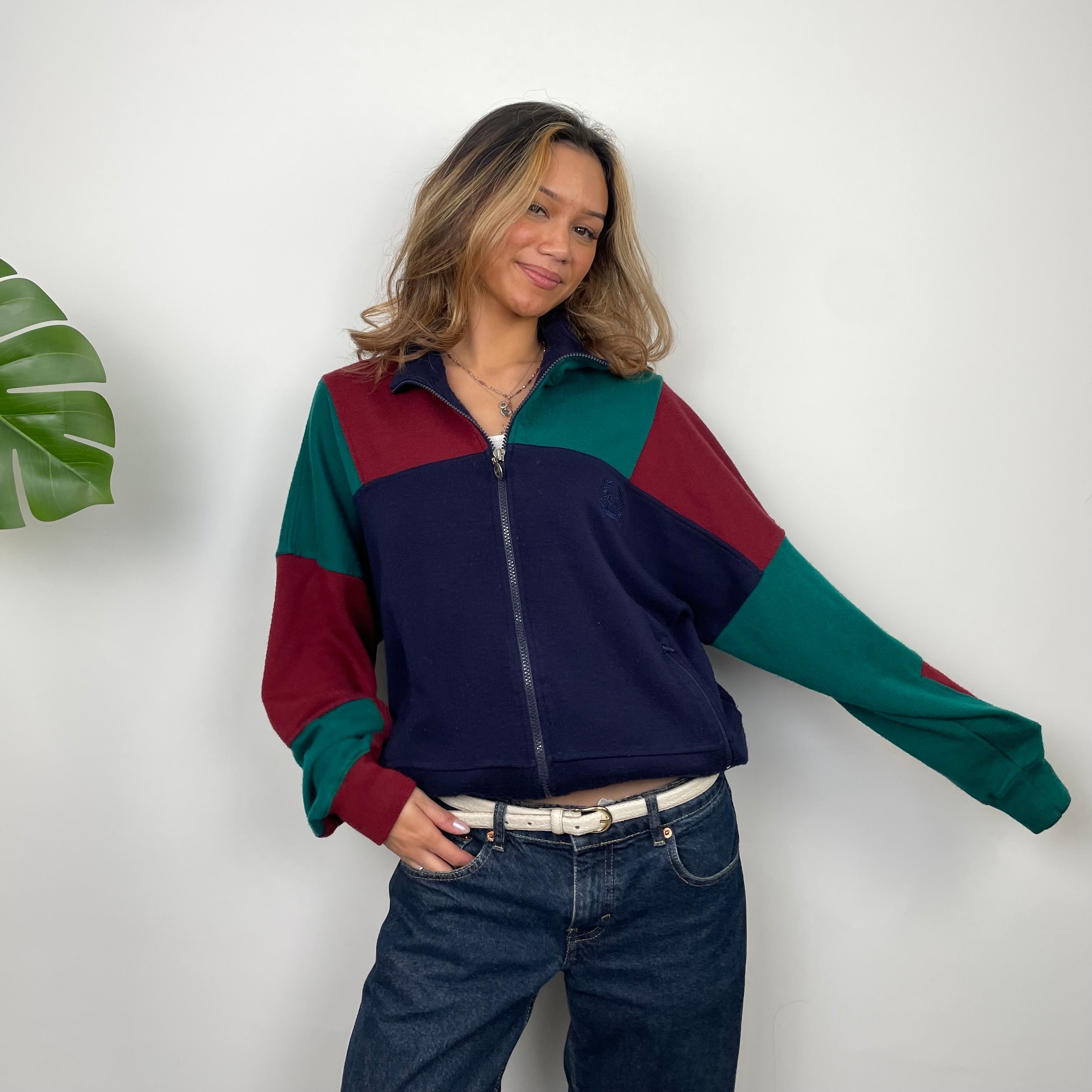 Christian Dior Navy Embroidered Spell Out Zip Up Jacket (S)