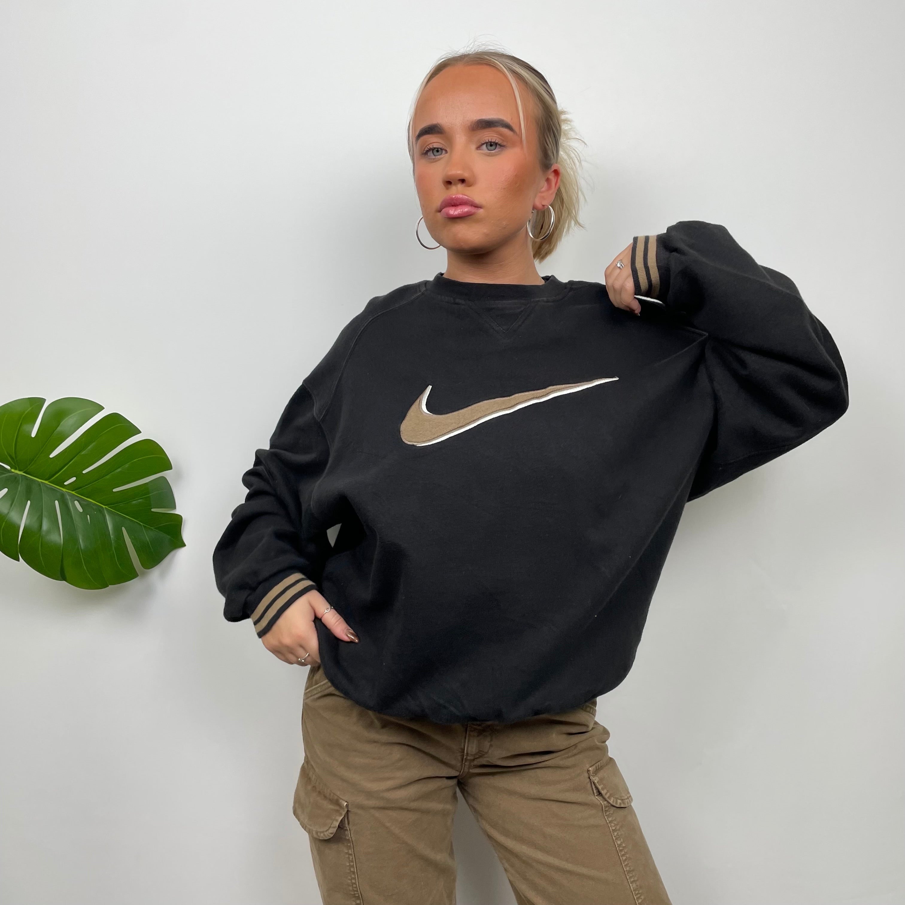 Nike Black Embroidered Swoosh Sweatshirt (M)