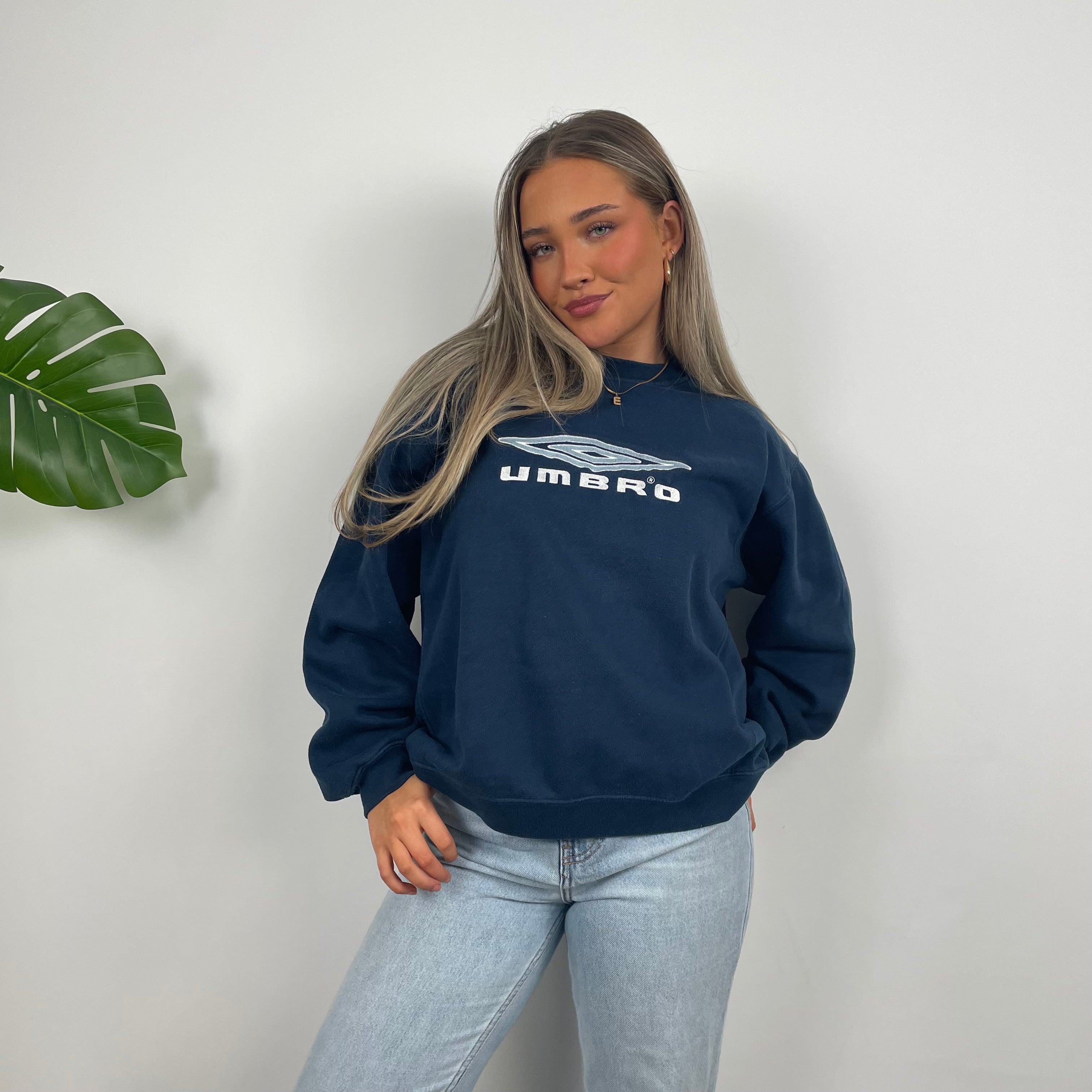 Umbro Navy Embroidered Spell Out Sweatshirt (S)