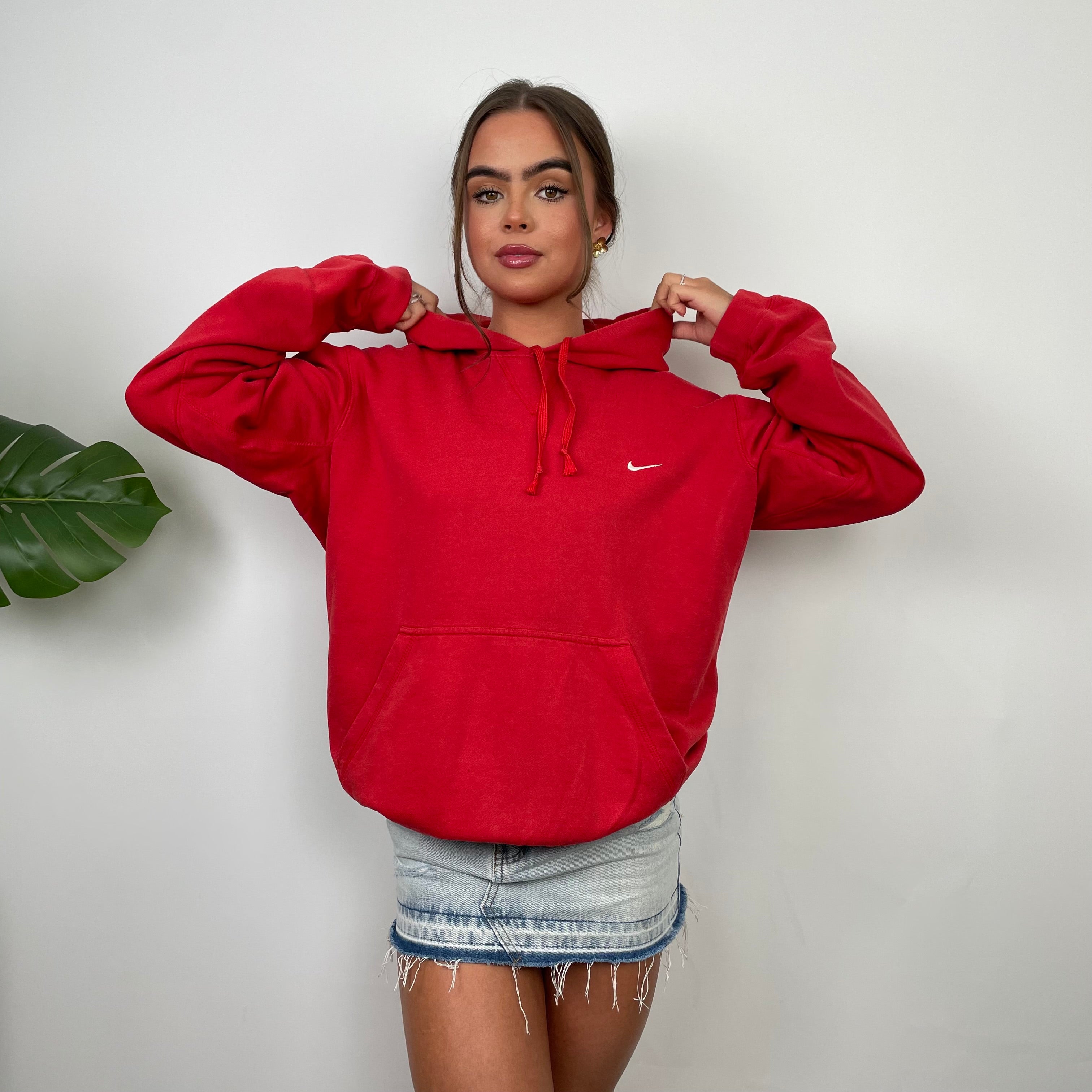 Nike Red Embroidered Swoosh Hoodie (S)