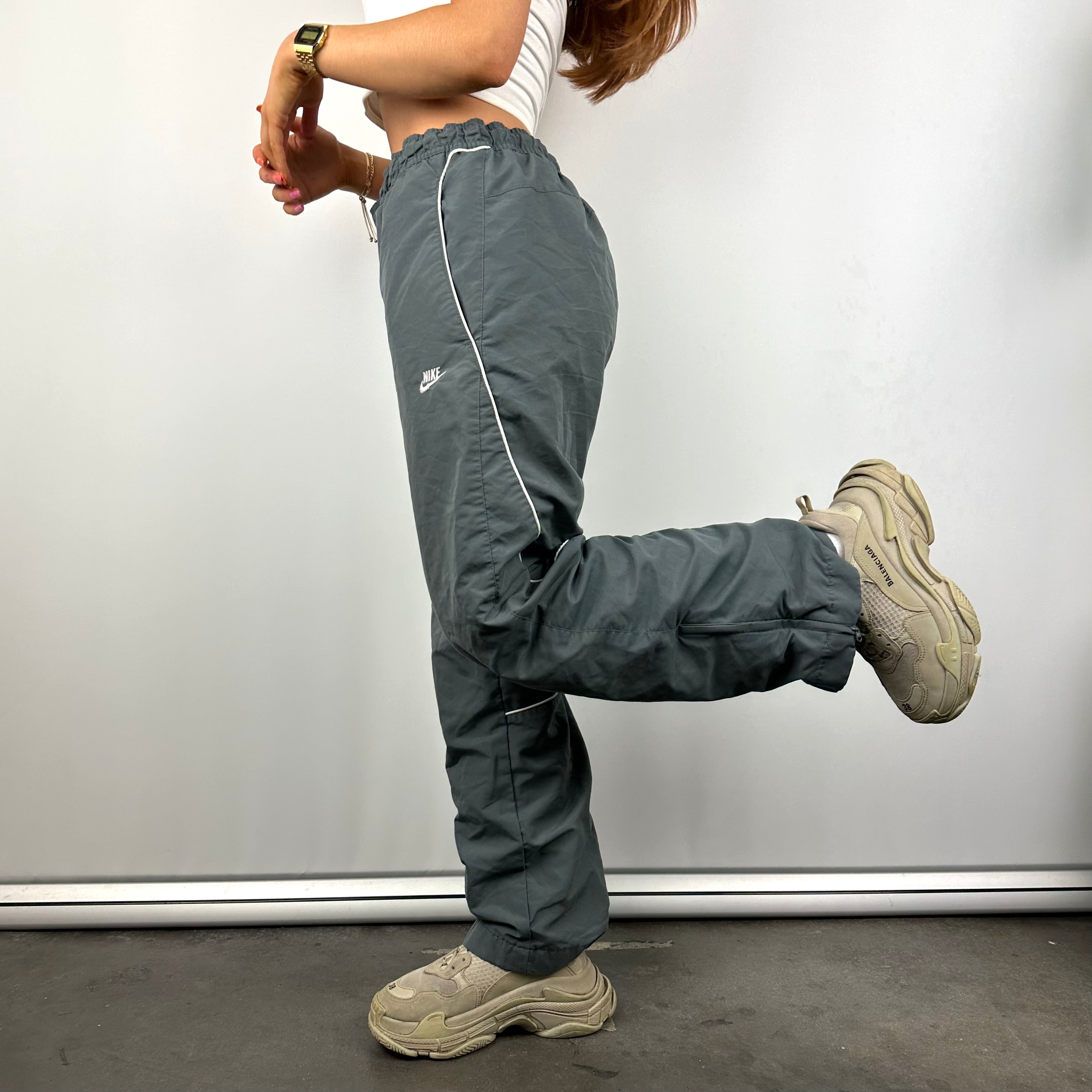 Nike Dark Grey Embroidered Spell Out Track Pants (S)