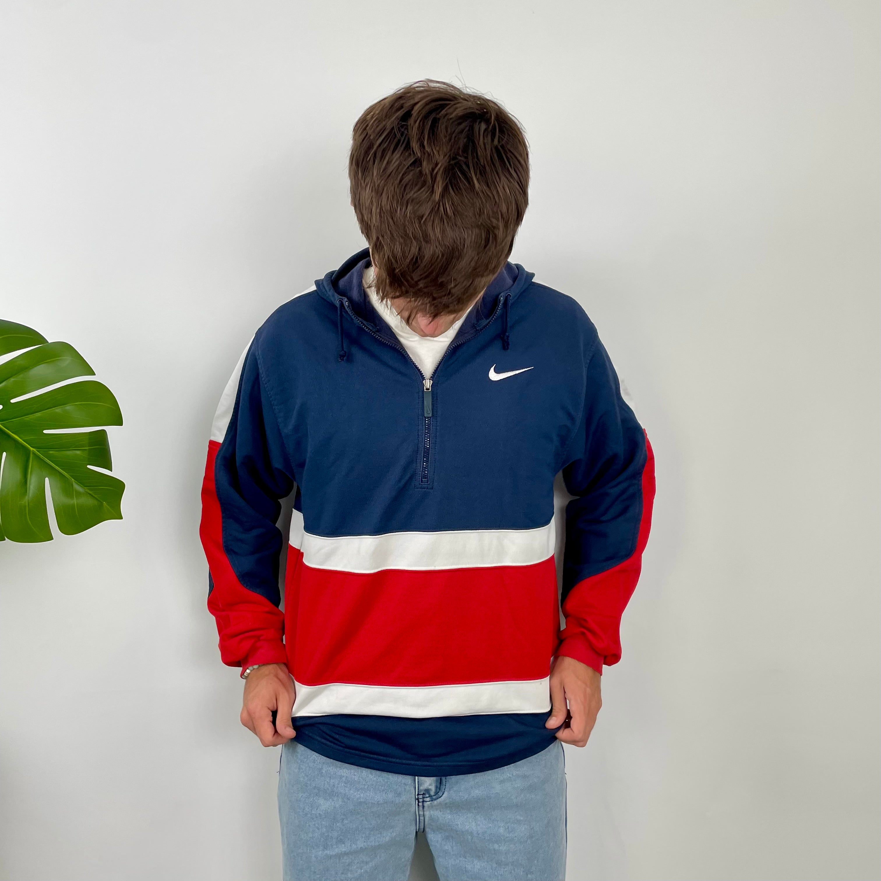 Nike Navy Embroidered Spell Out Quarter Zip (L)