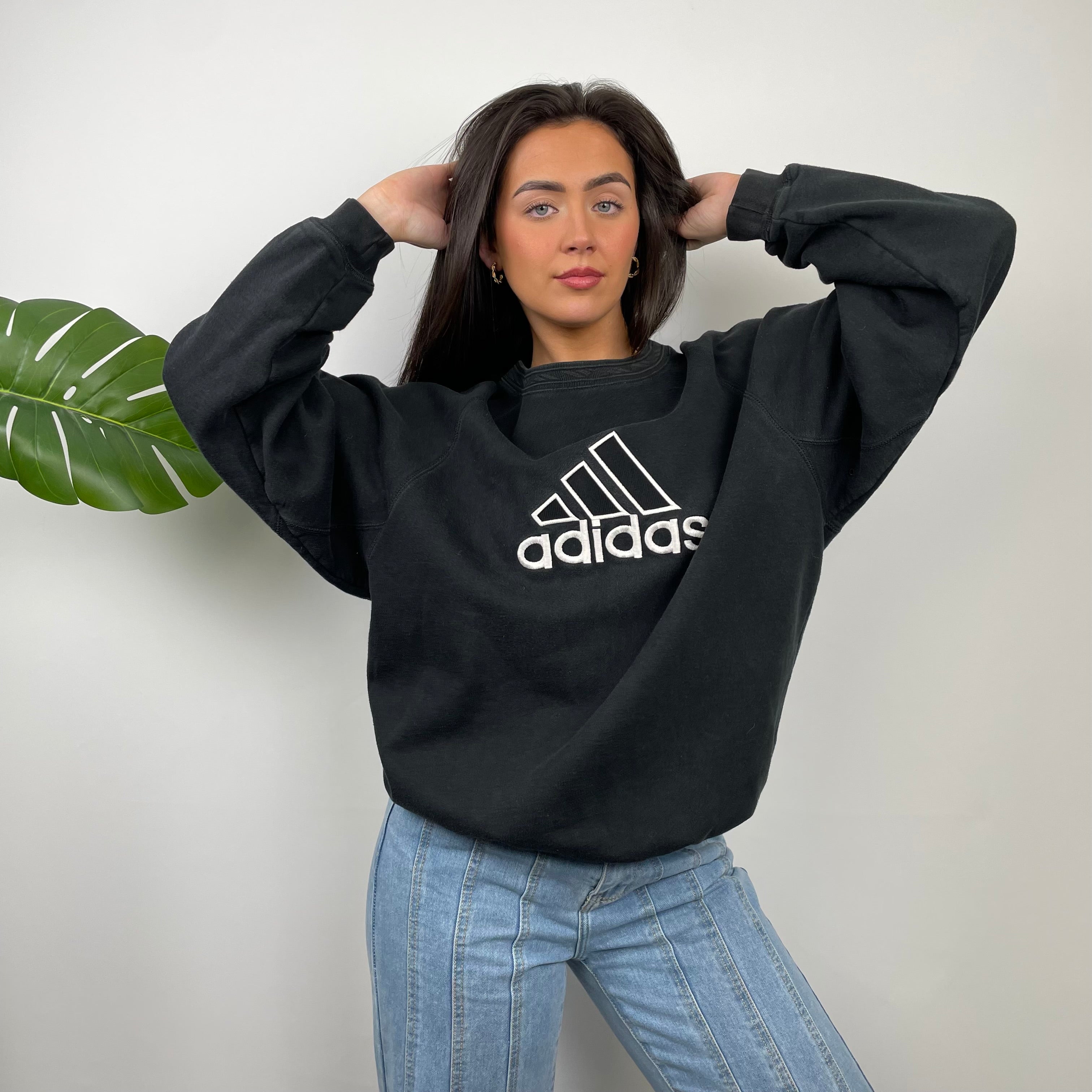 Adidas RARE Black Embroidered Spell Out Sweatshirt (L)