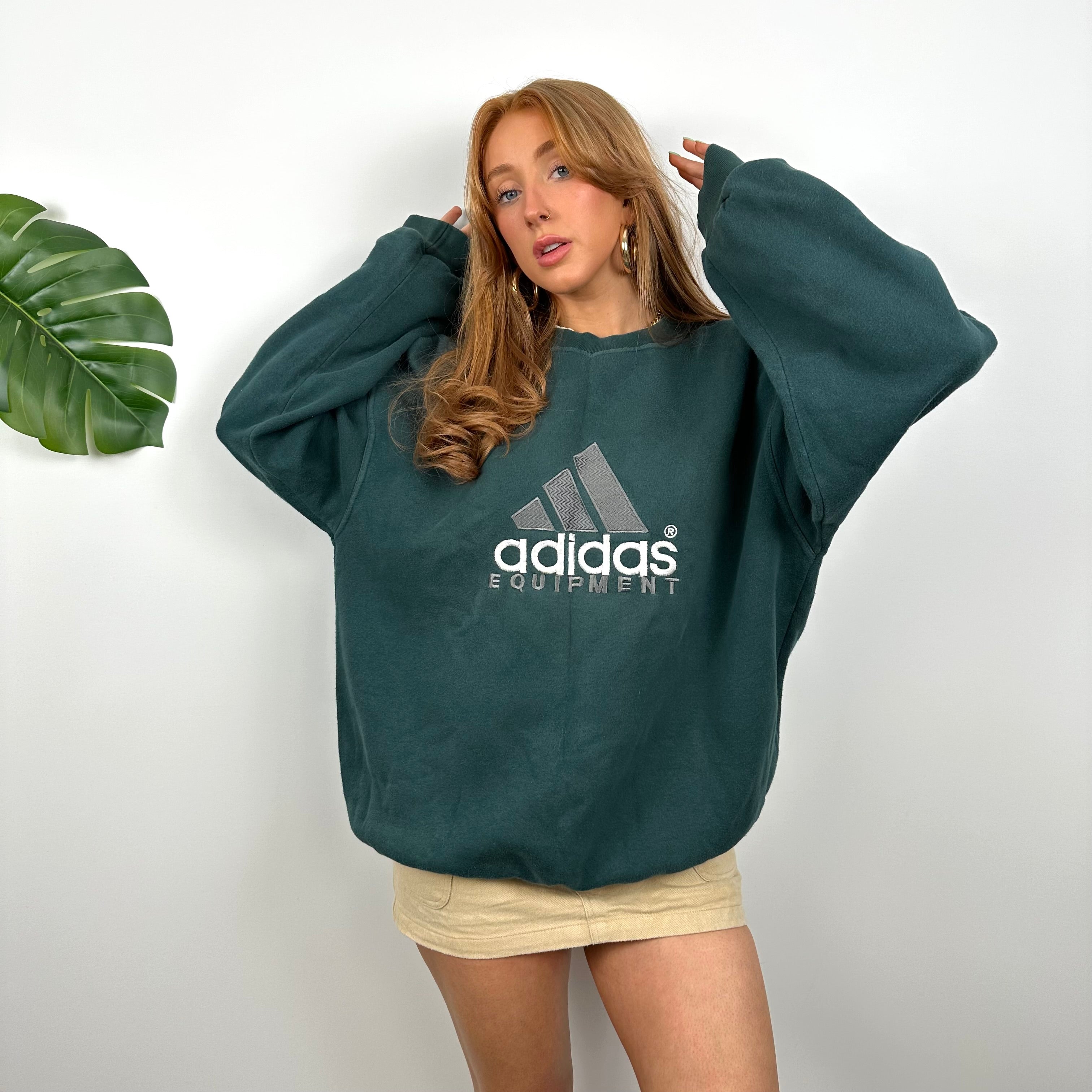 Adidas Equipment RARE Green Embroidered Spell Out Sweatshirt (L)