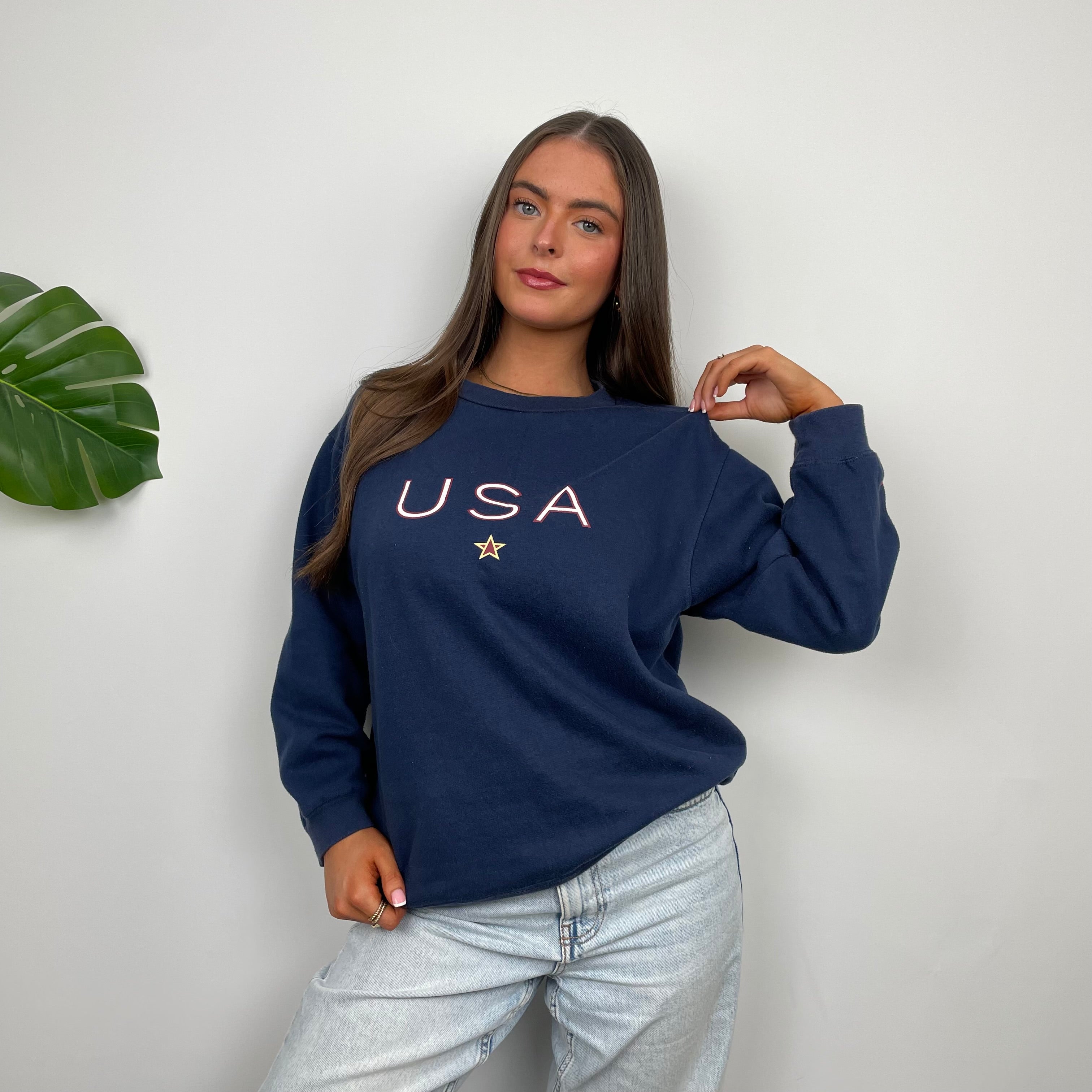 Nike X USA Navy Embroidered Spell Out Sweatshirt (S)