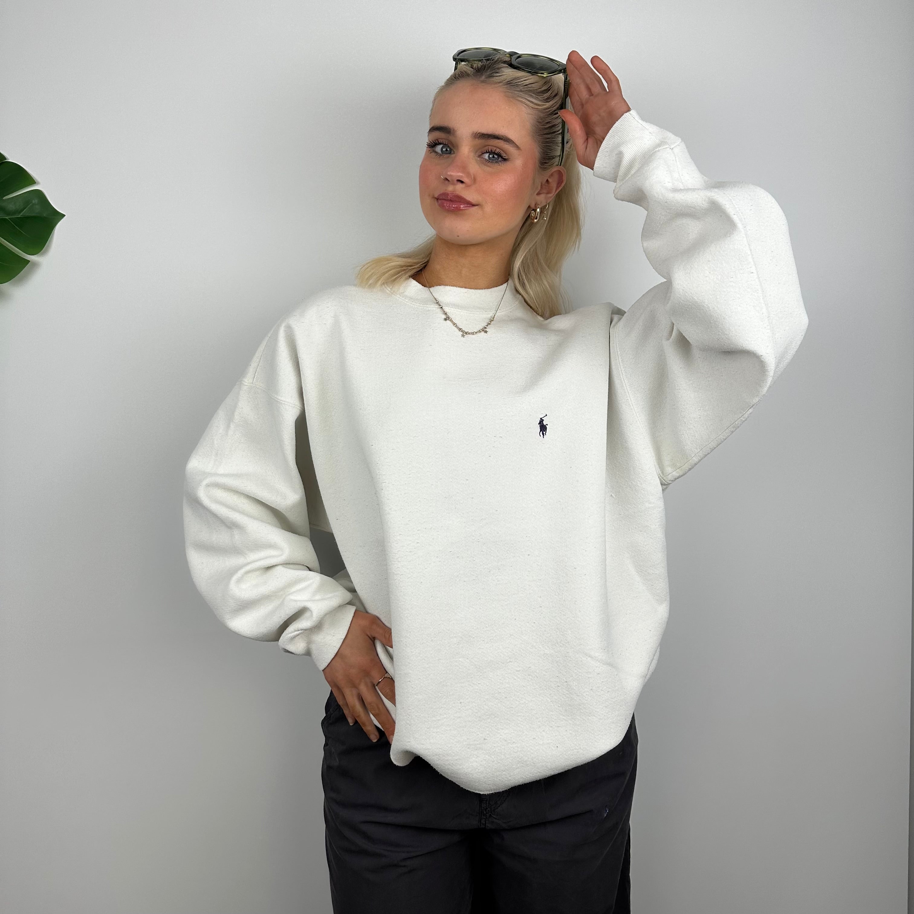 Polo Ralph Lauren White Embroidered Logo Sweatshirt (L)