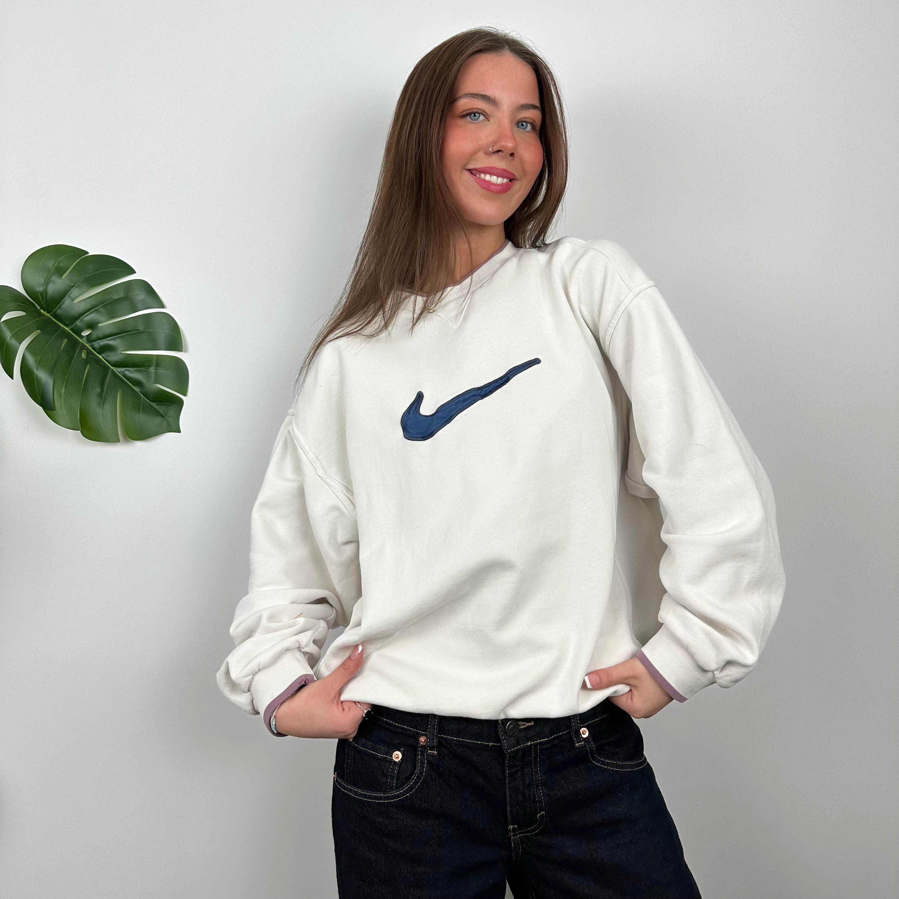 Nike White Embroidered Centre Swoosh Sweatshirt (M)