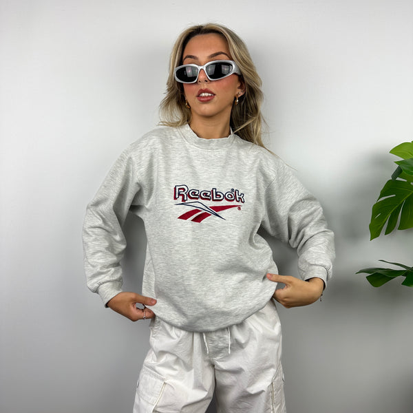 Reebok Grey Embroidered Spell Out Sweatshirt (M)