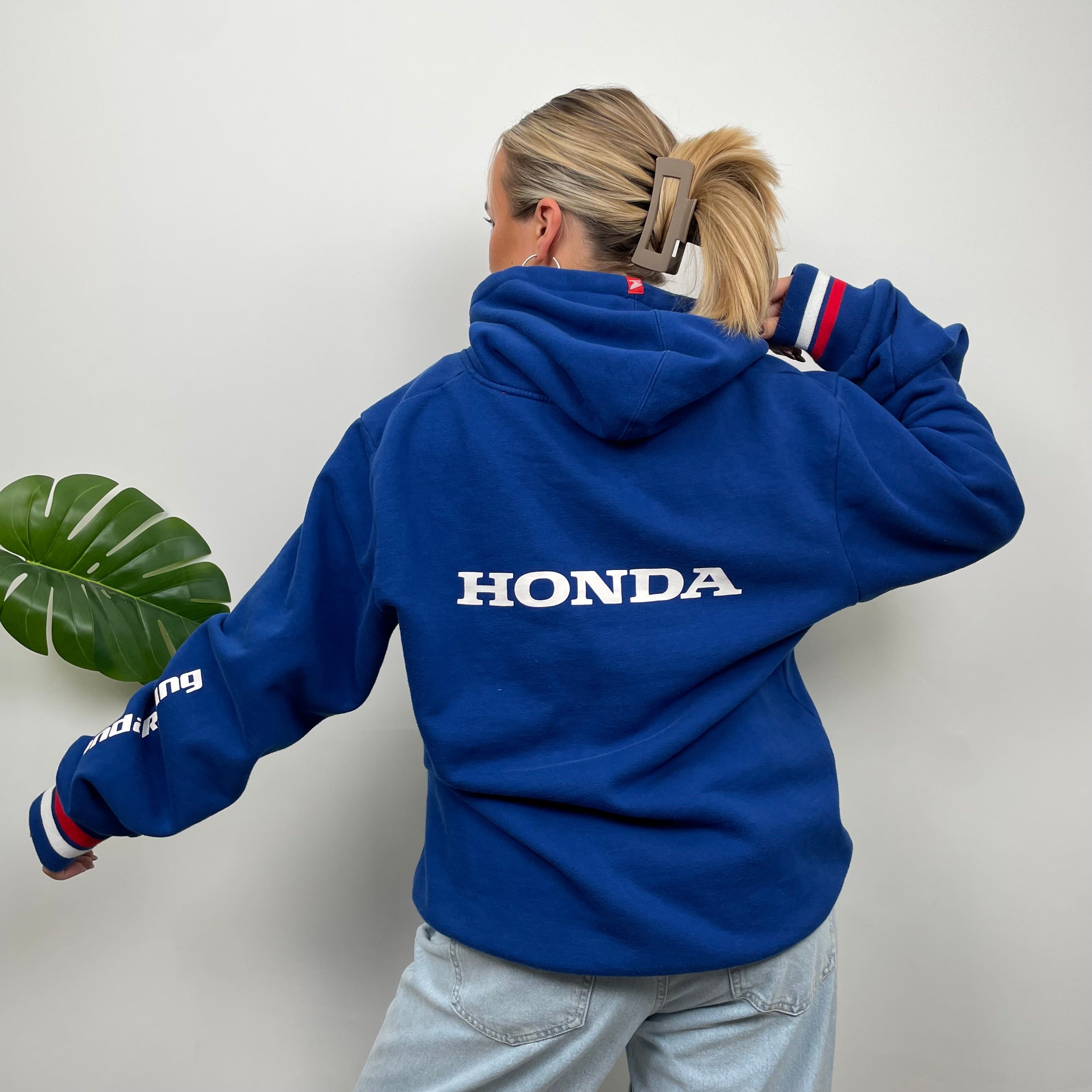 Honda Racing Blue Embroidered Spell Out Hoodie (L)