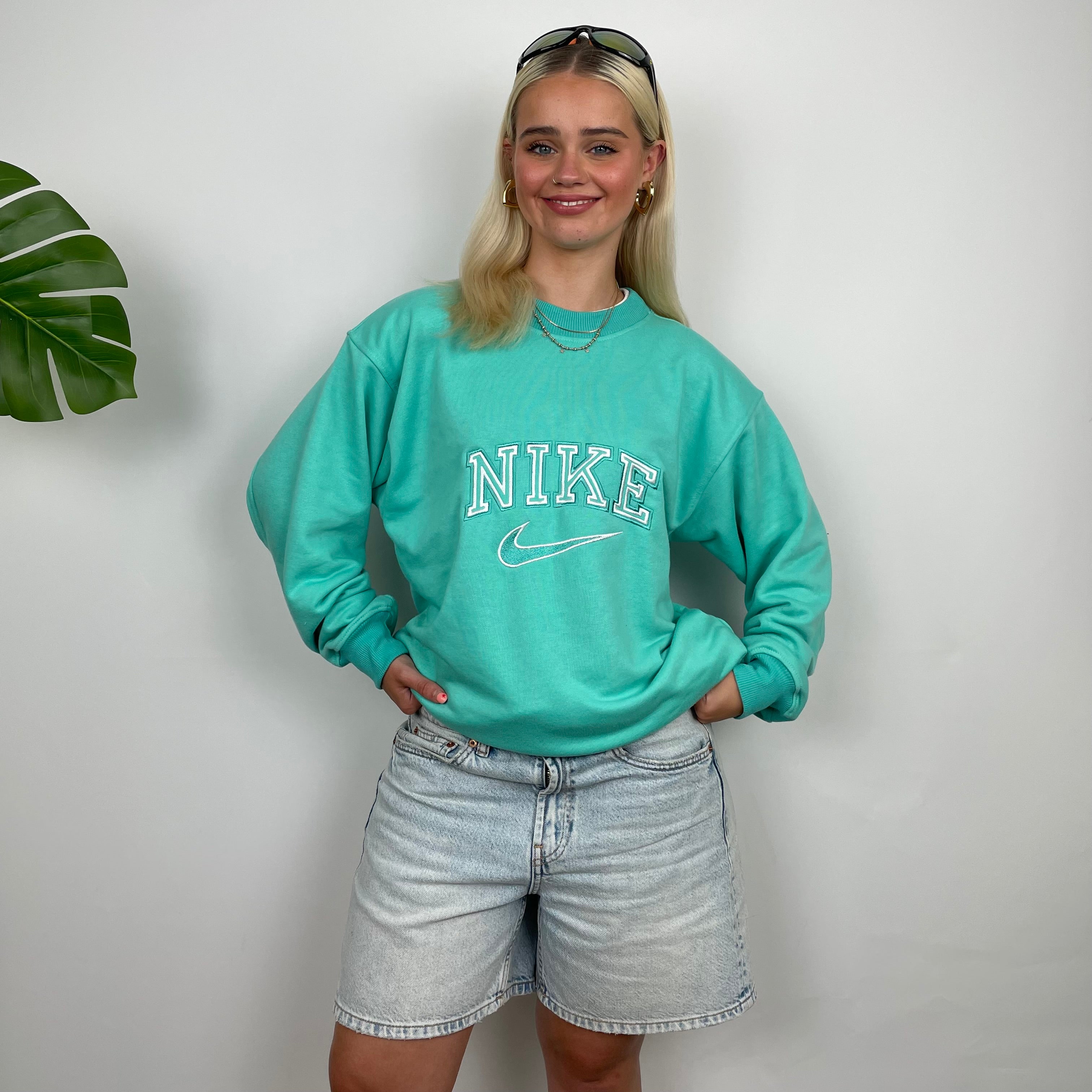 Nike Turquoise Embroidered Spell Out Sweatshirt (M)