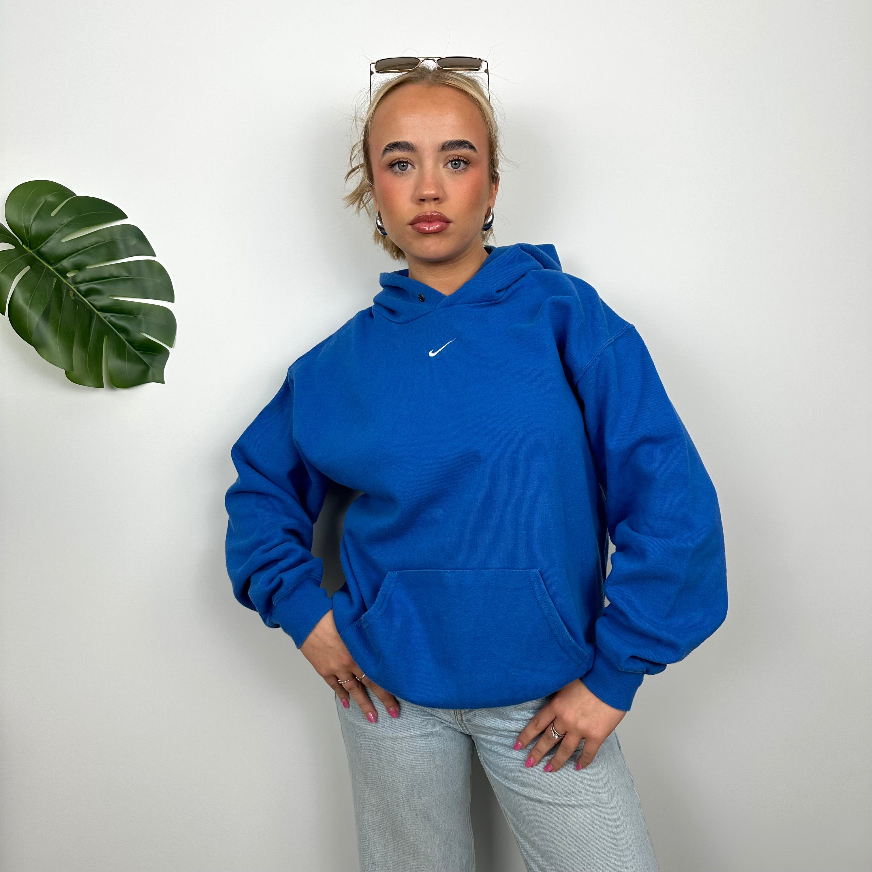 Nike Blue Embroidered Centre Swoosh Hoodie (M)