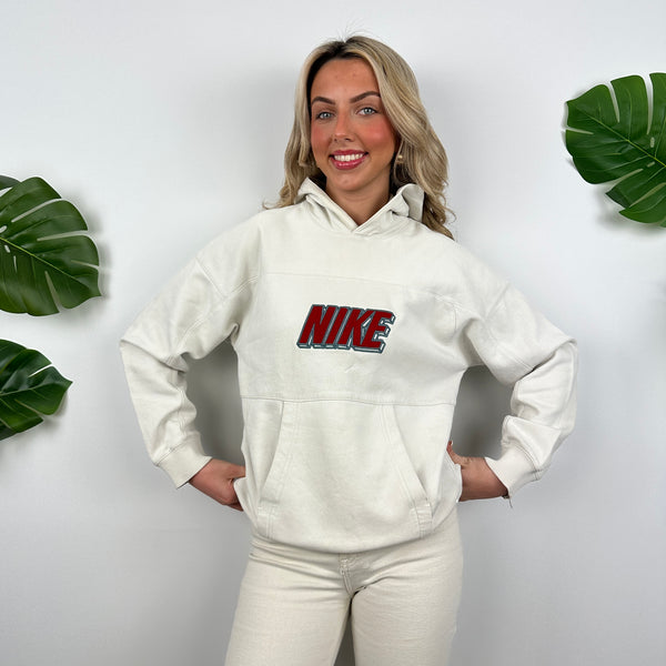 Nike Cream Embroidered Spell Out Hoodie (M)