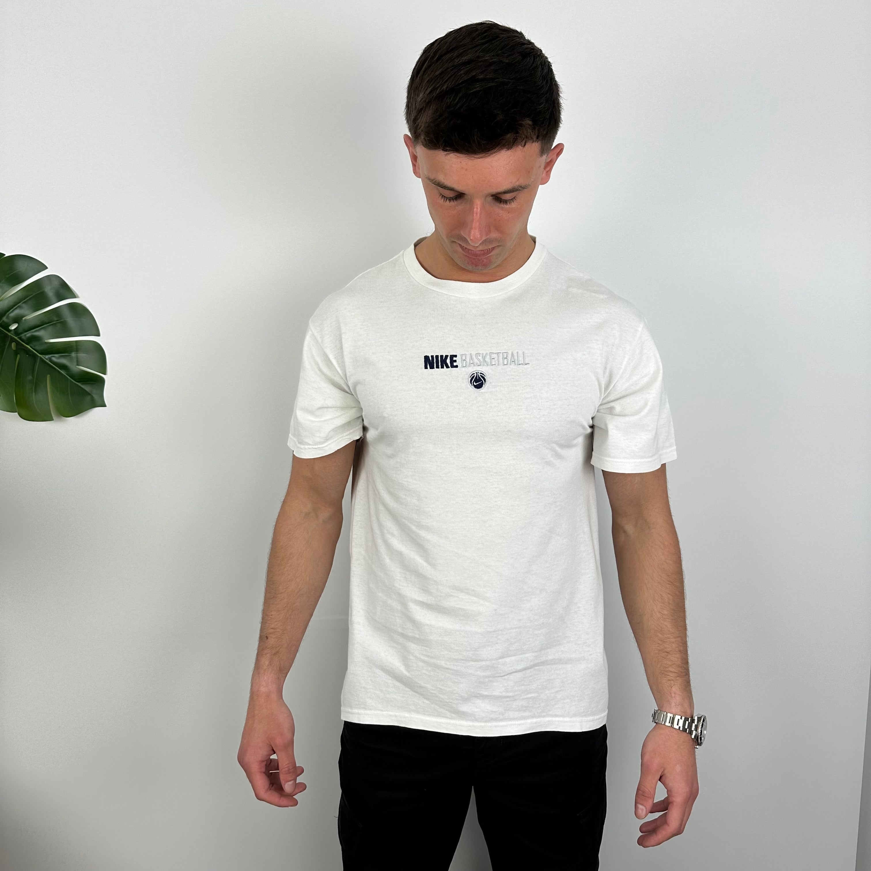 Nike Basketball White Embroidered Spell Out T Shirt (M)